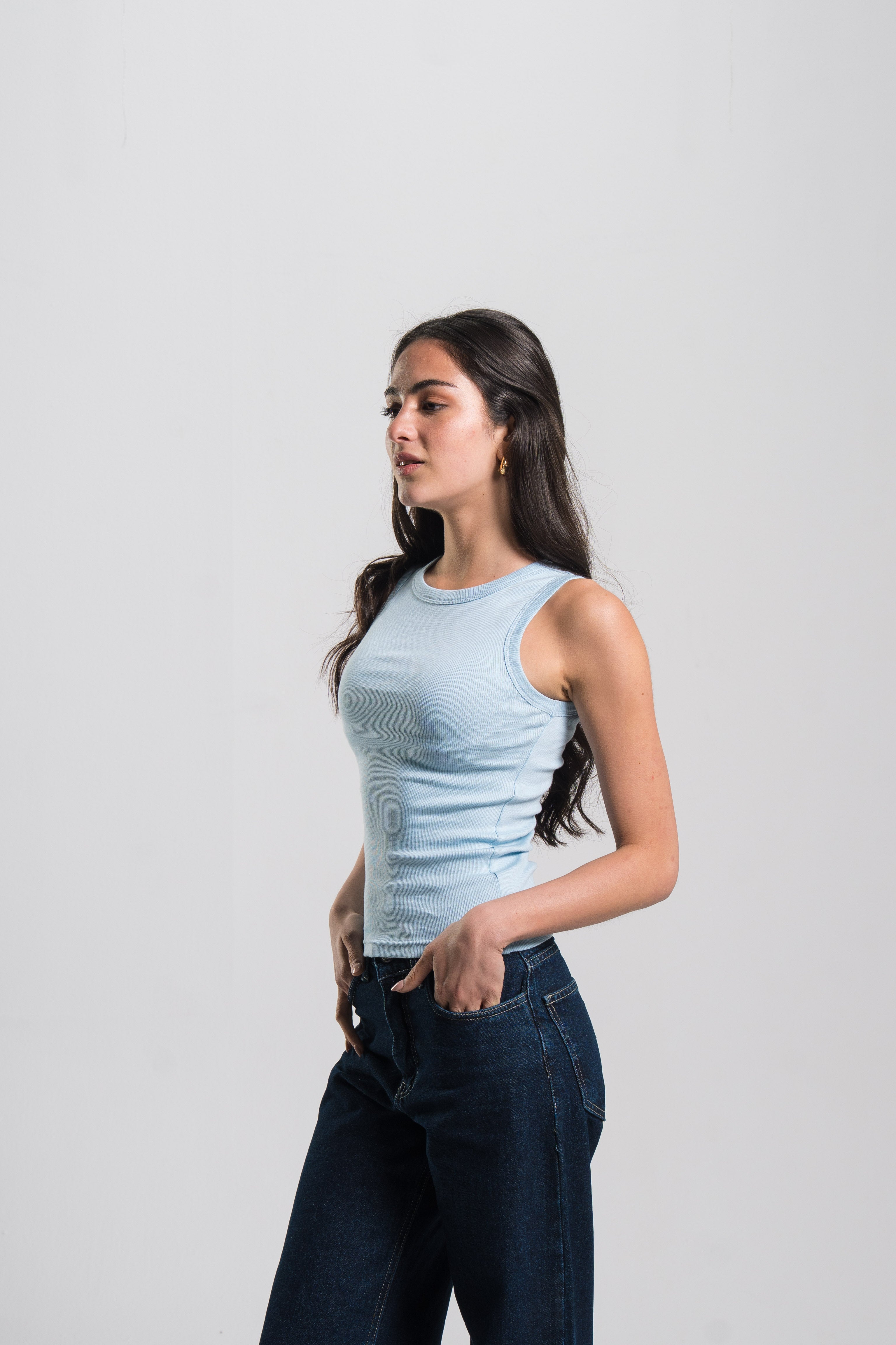 Crewneck Ribbed Tank Top