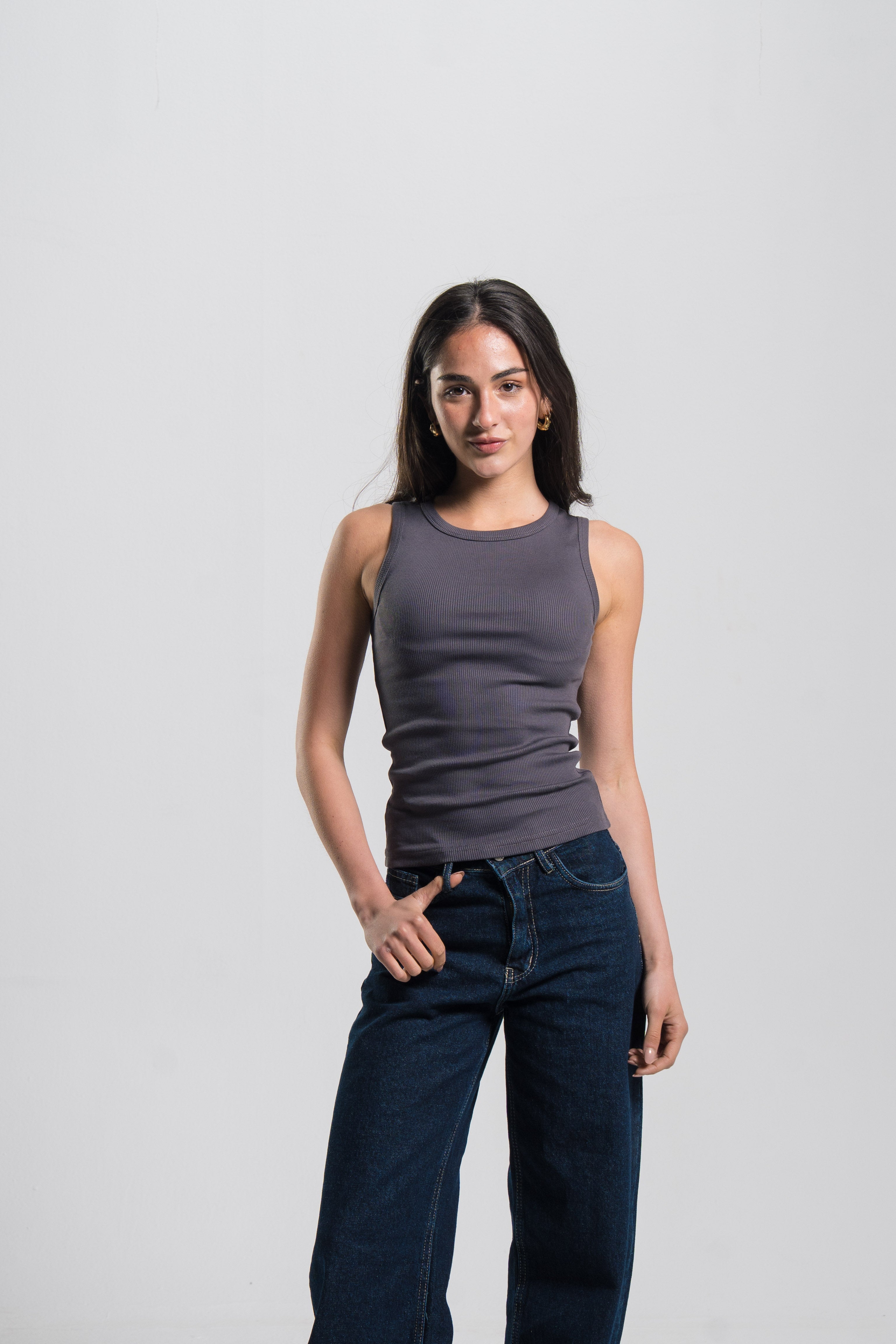 Crewneck Ribbed Tank Top