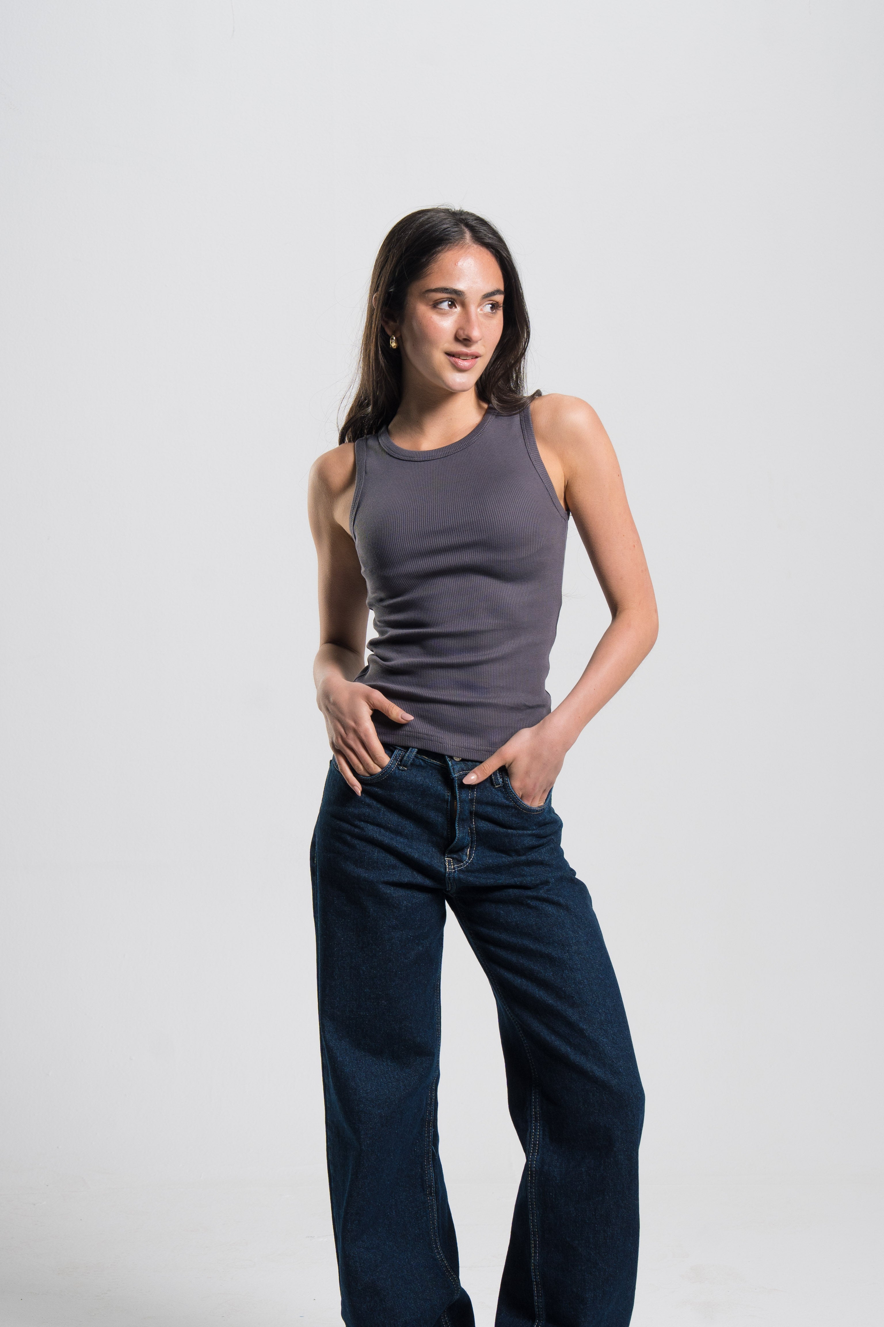 Crewneck Ribbed Tank Top