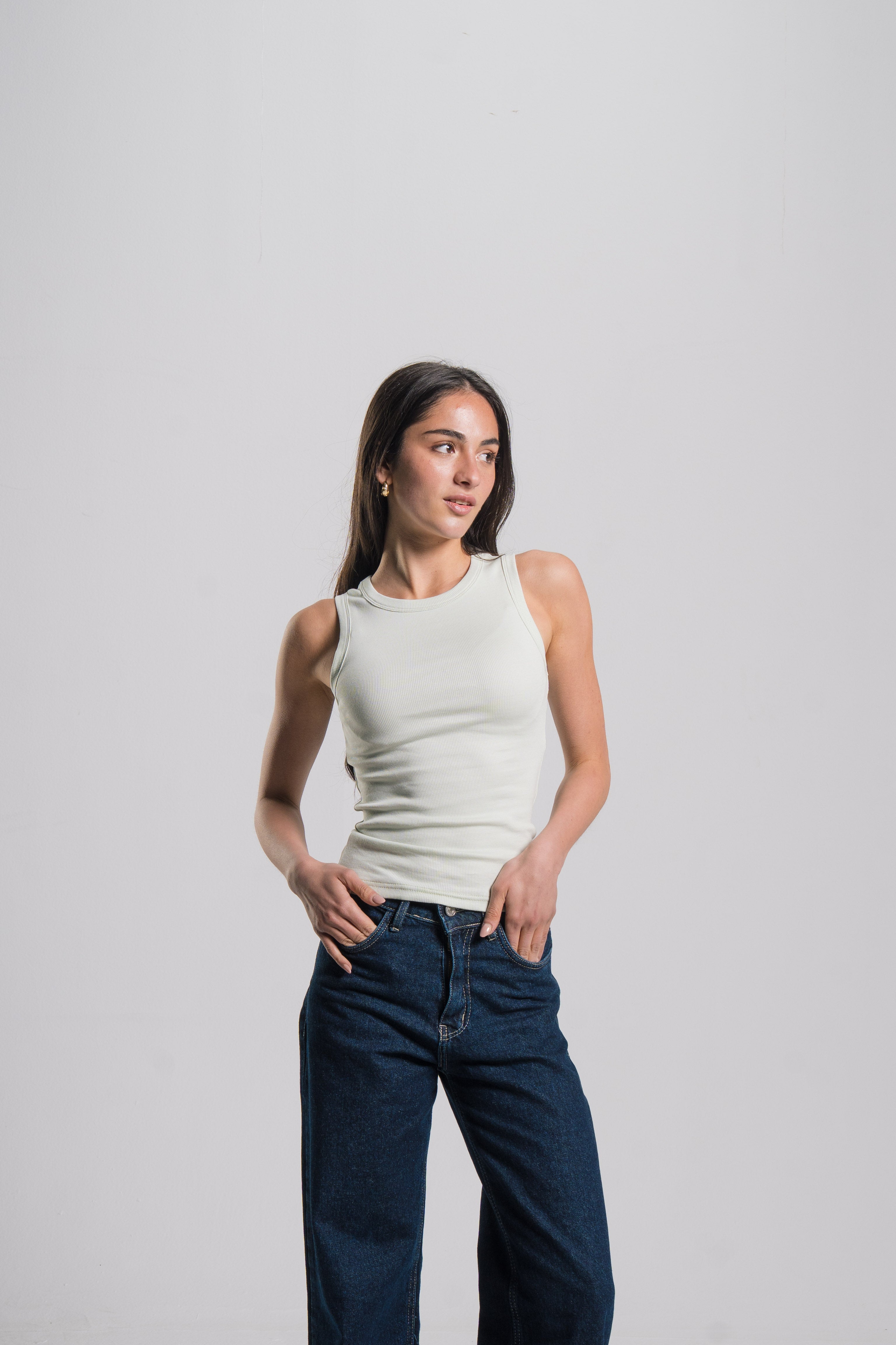Crewneck Ribbed Tank Top