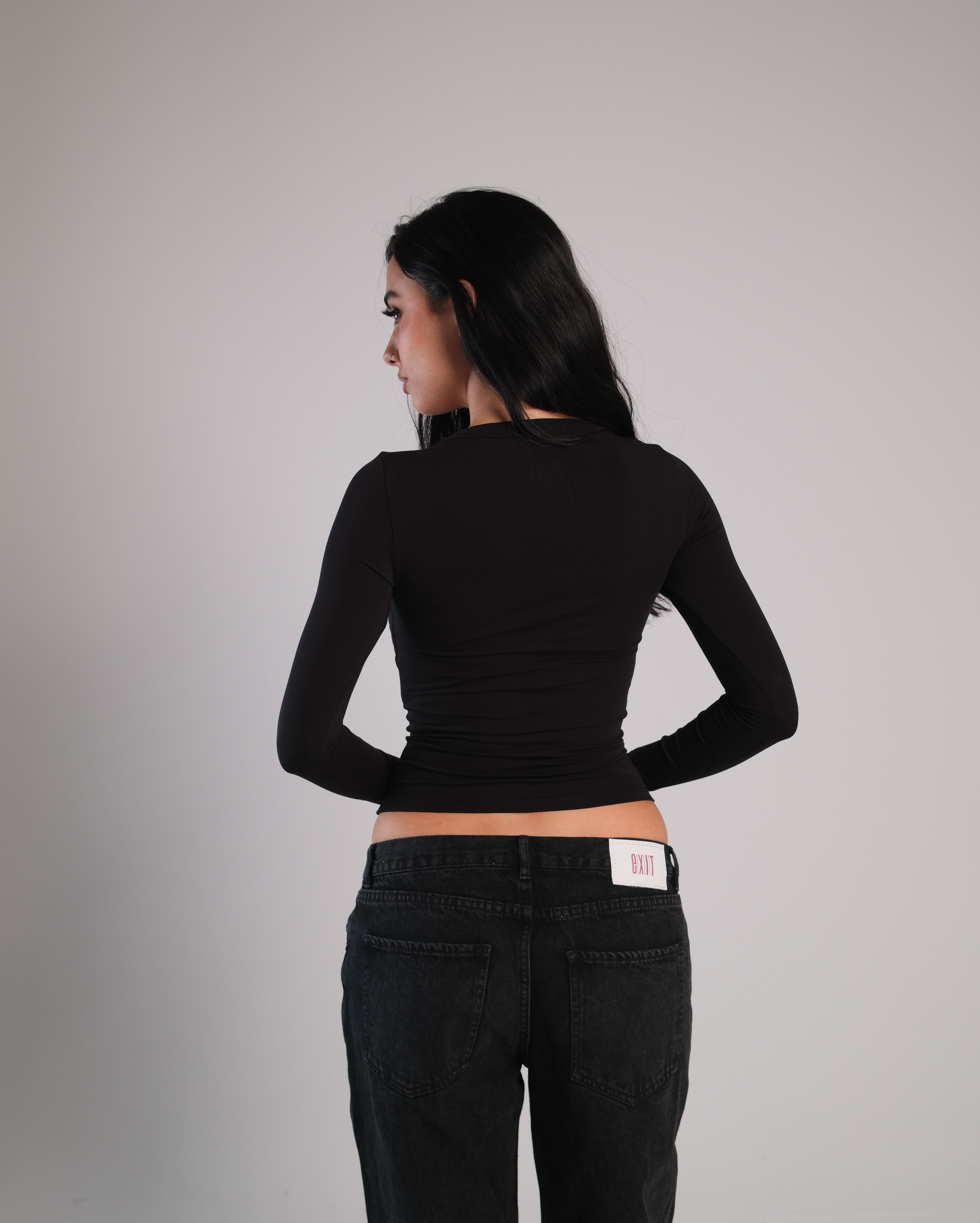 V Neck Long Sleeve Contour Top