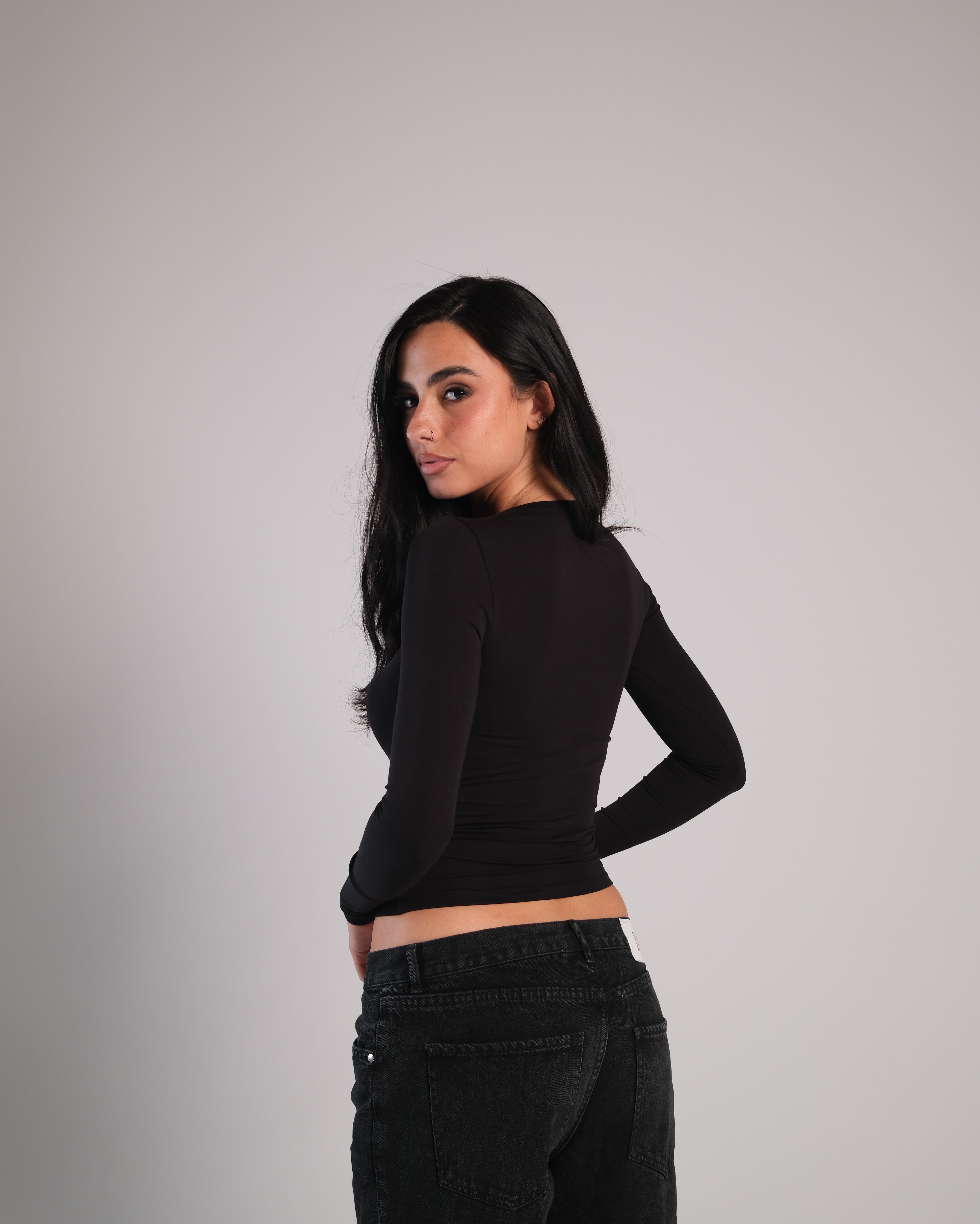 V Neck Long Sleeve Contour Top