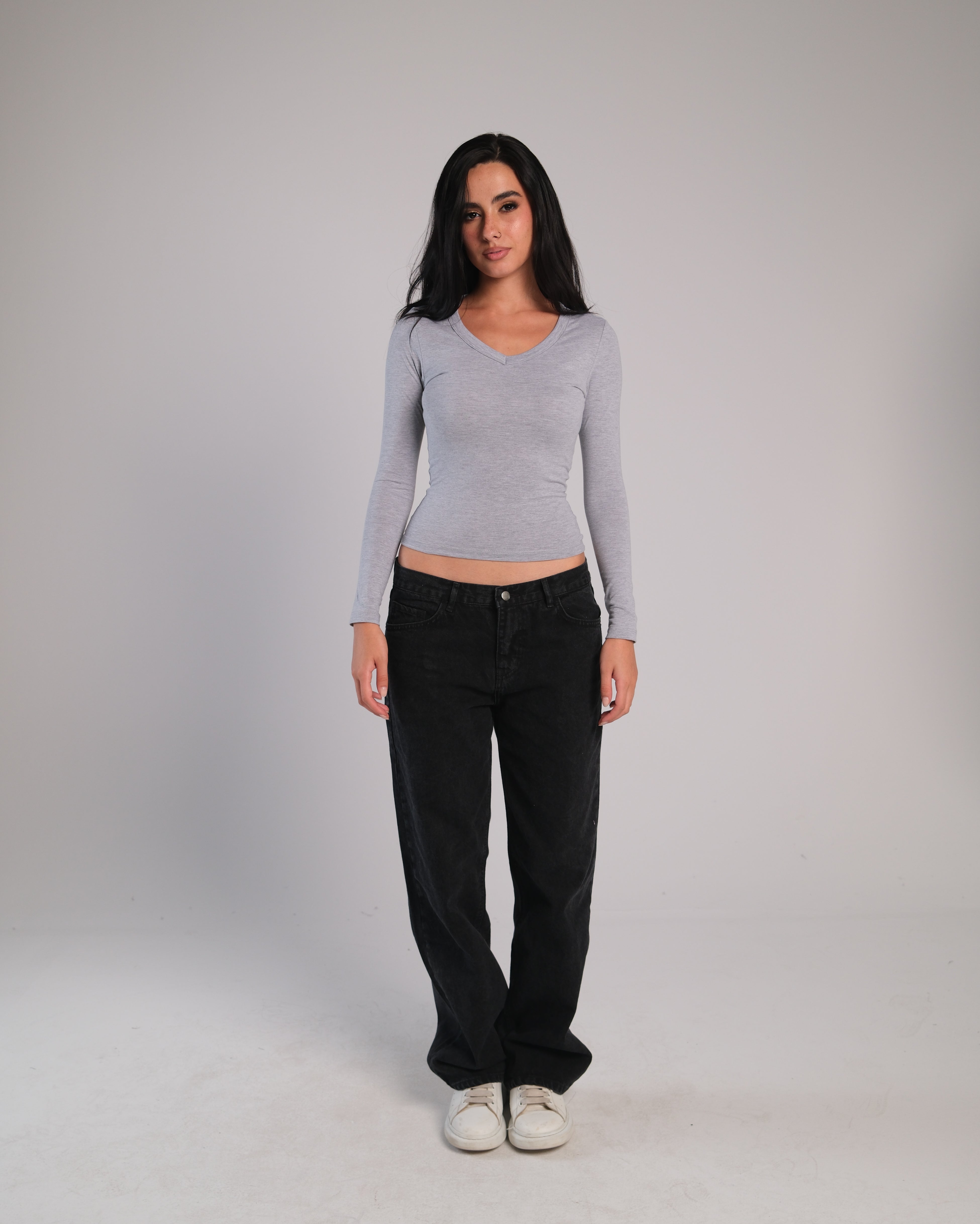 V Neck Long Sleeve Contour Top