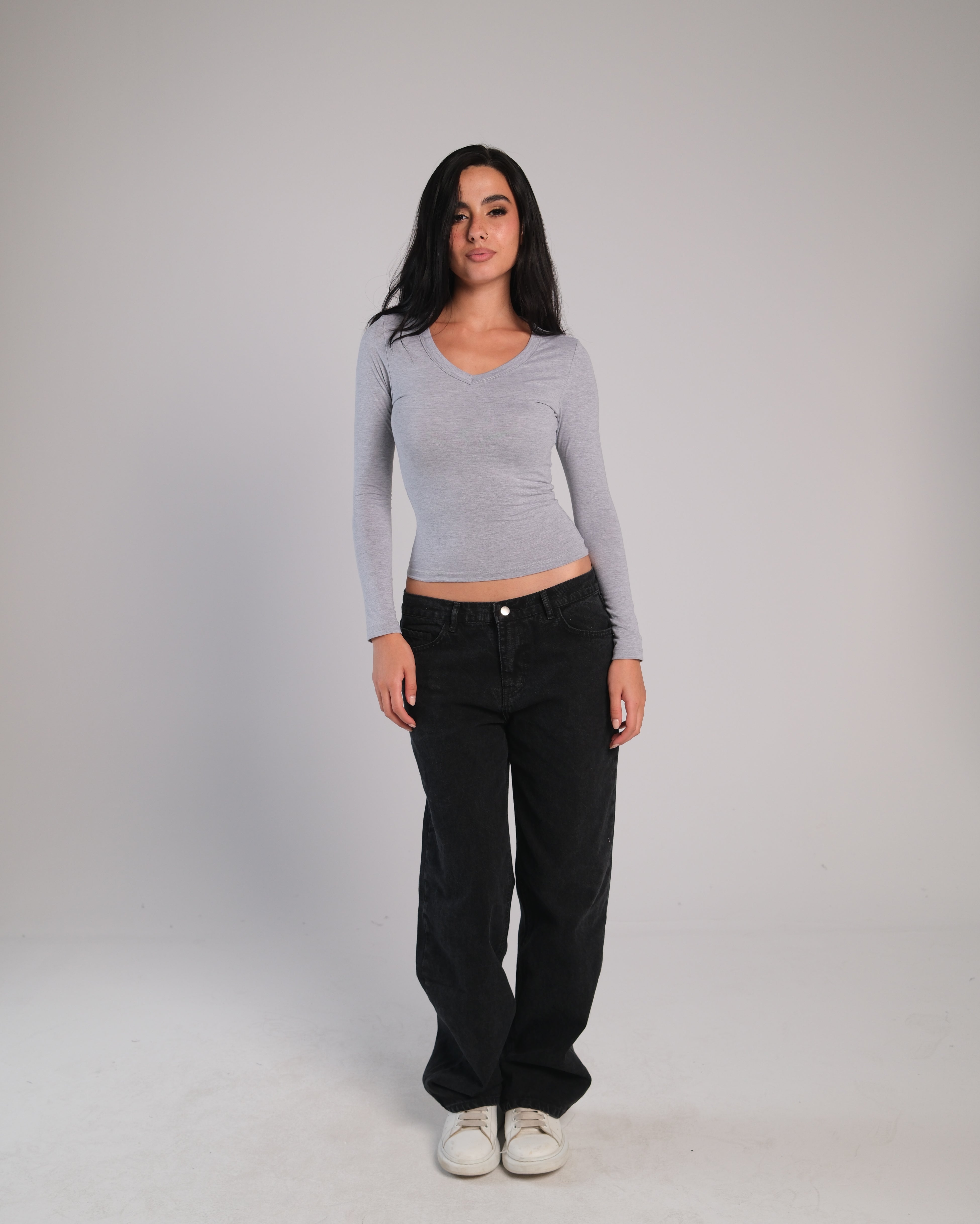 V Neck Long Sleeve Contour Top