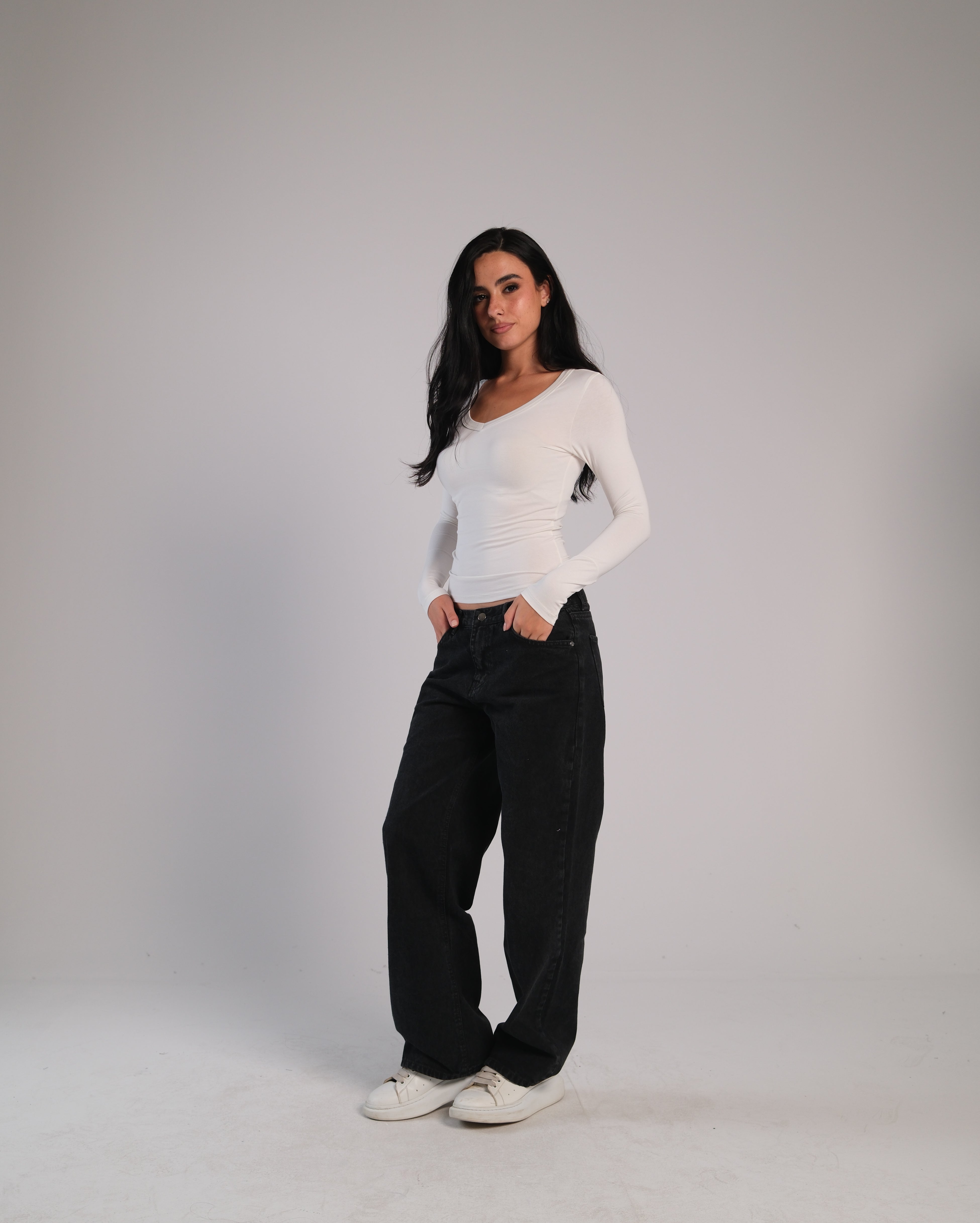 V Neck Long Sleeve Contour Top