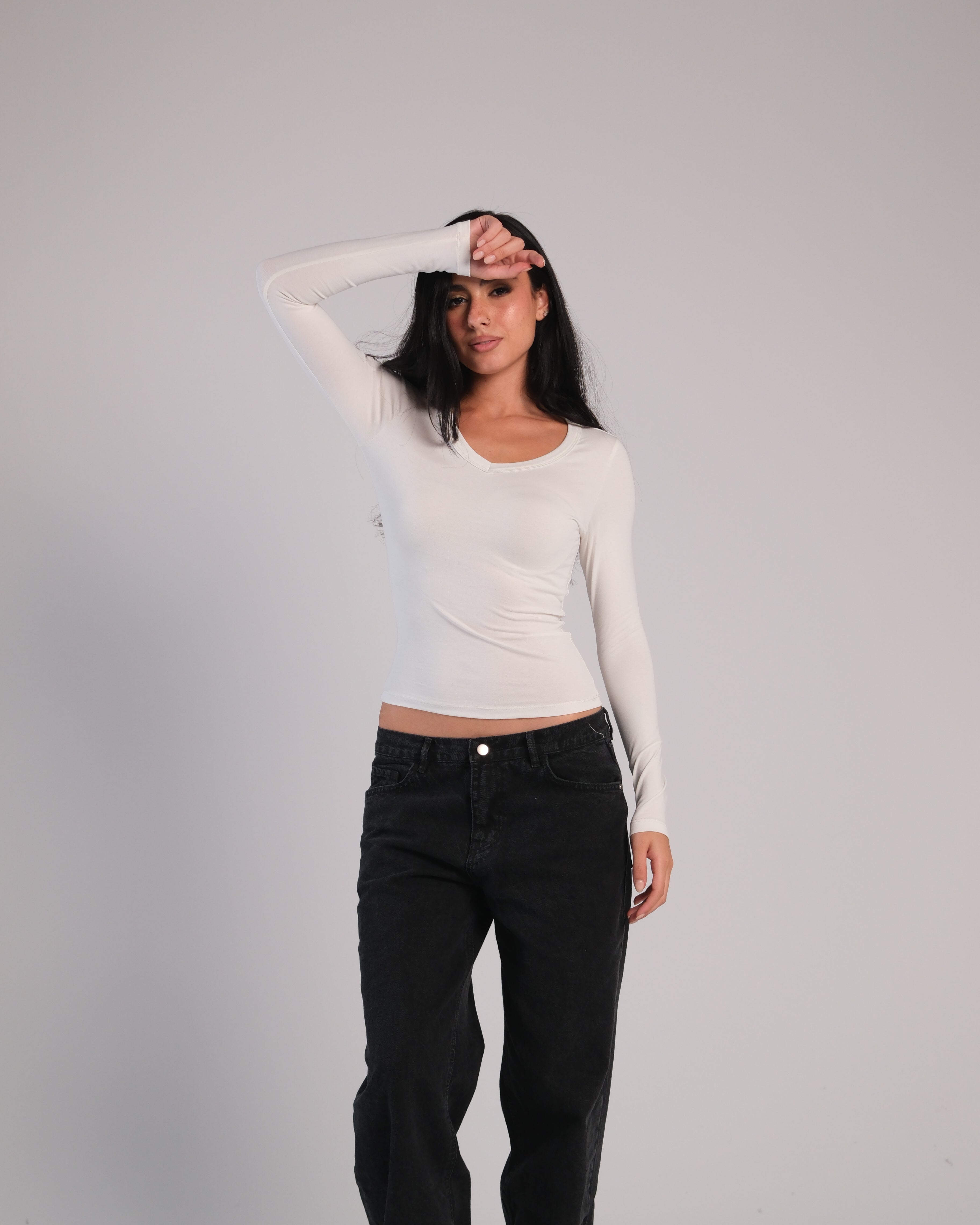 V Neck Long Sleeve Contour Top