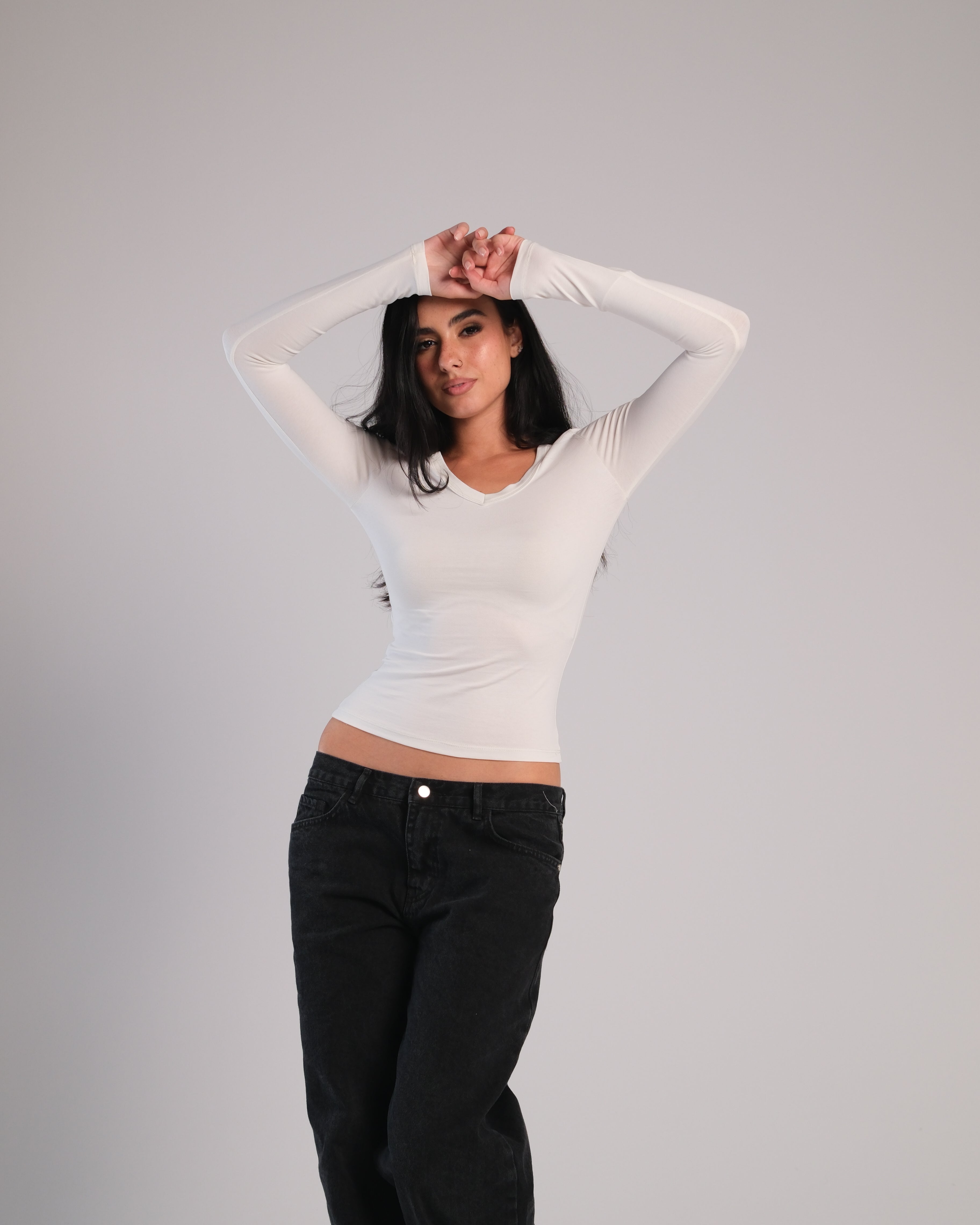 V Neck Long Sleeve Contour Top
