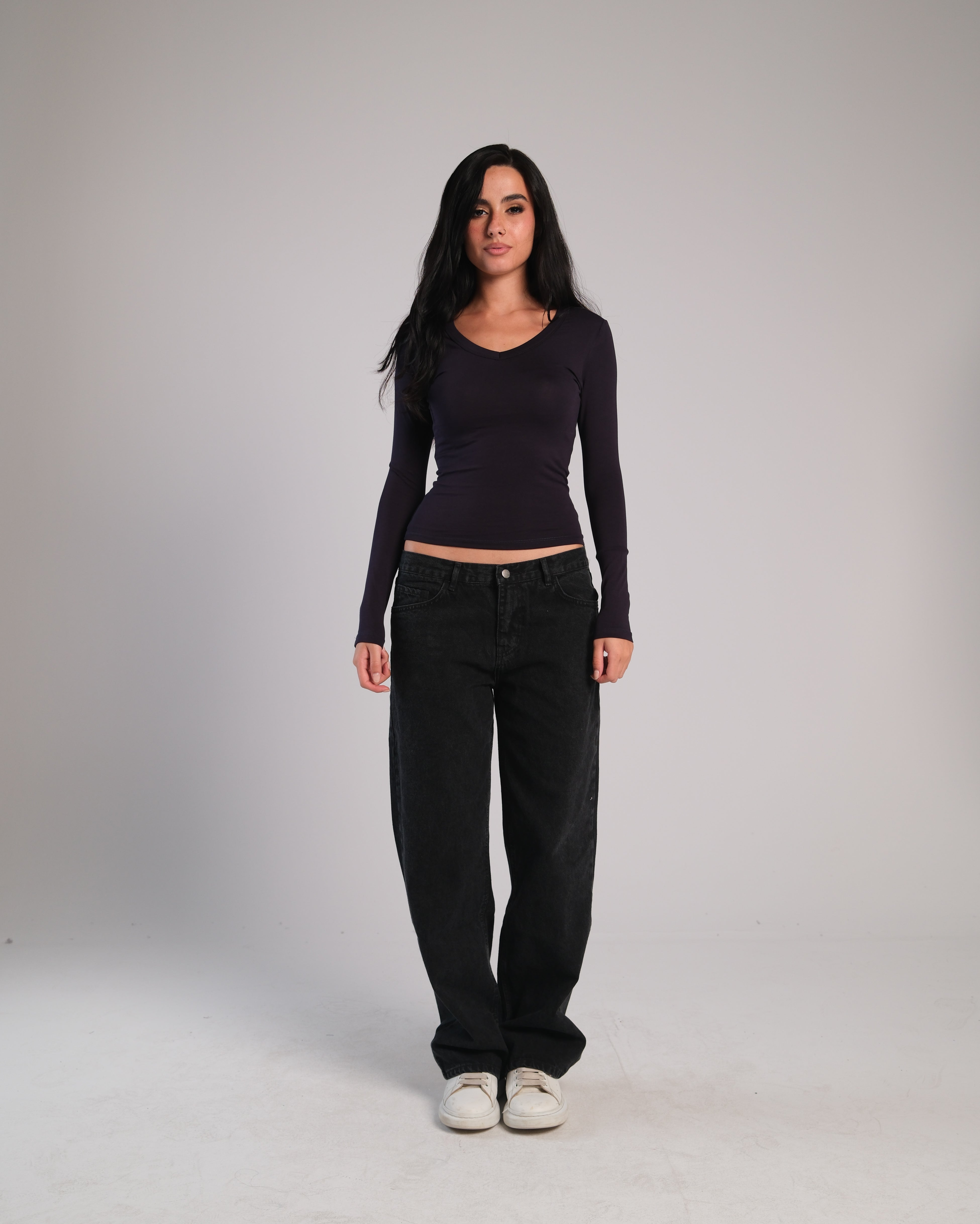 V Neck Long Sleeve Contour Top