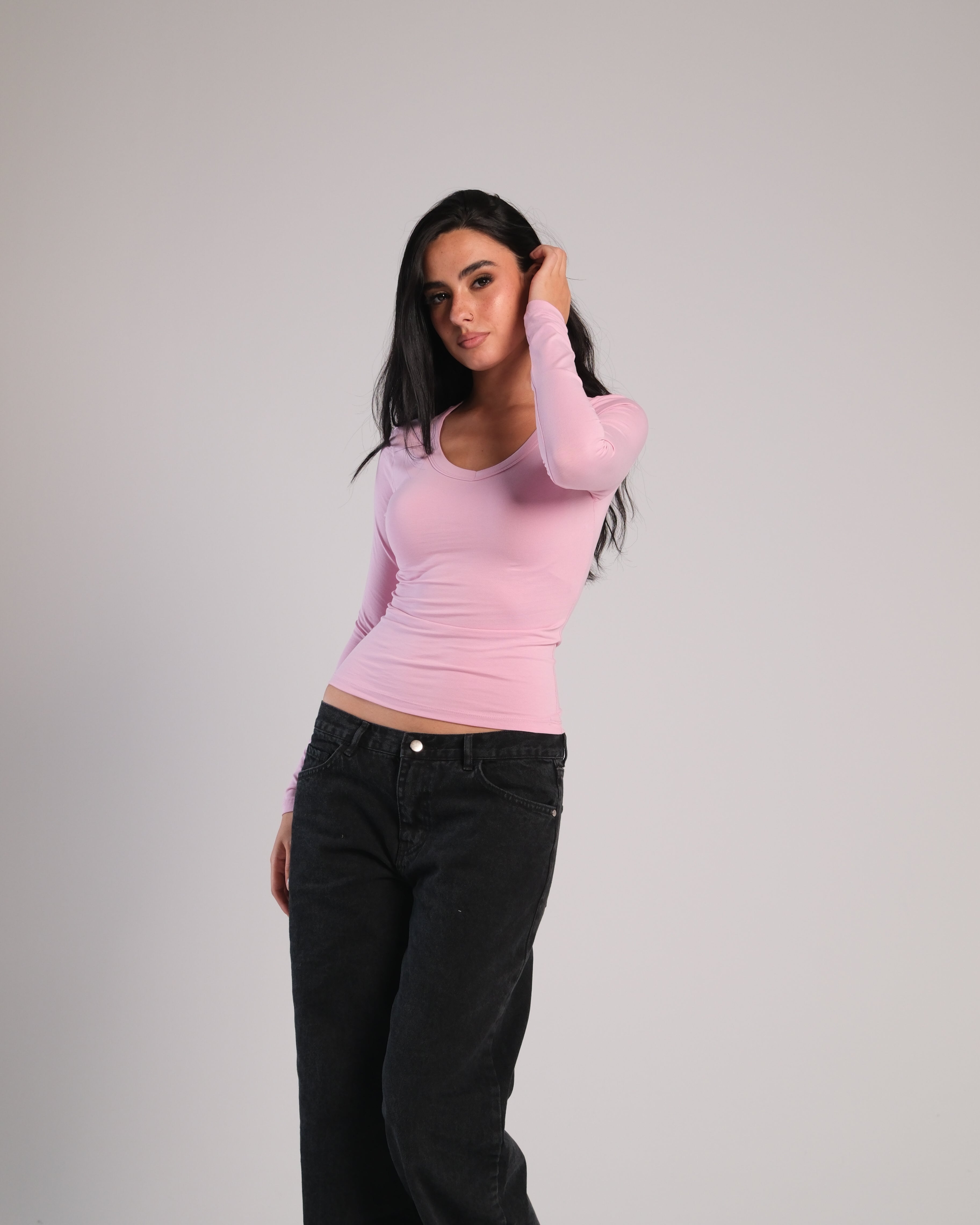 V Neck Long Sleeve Contour Top