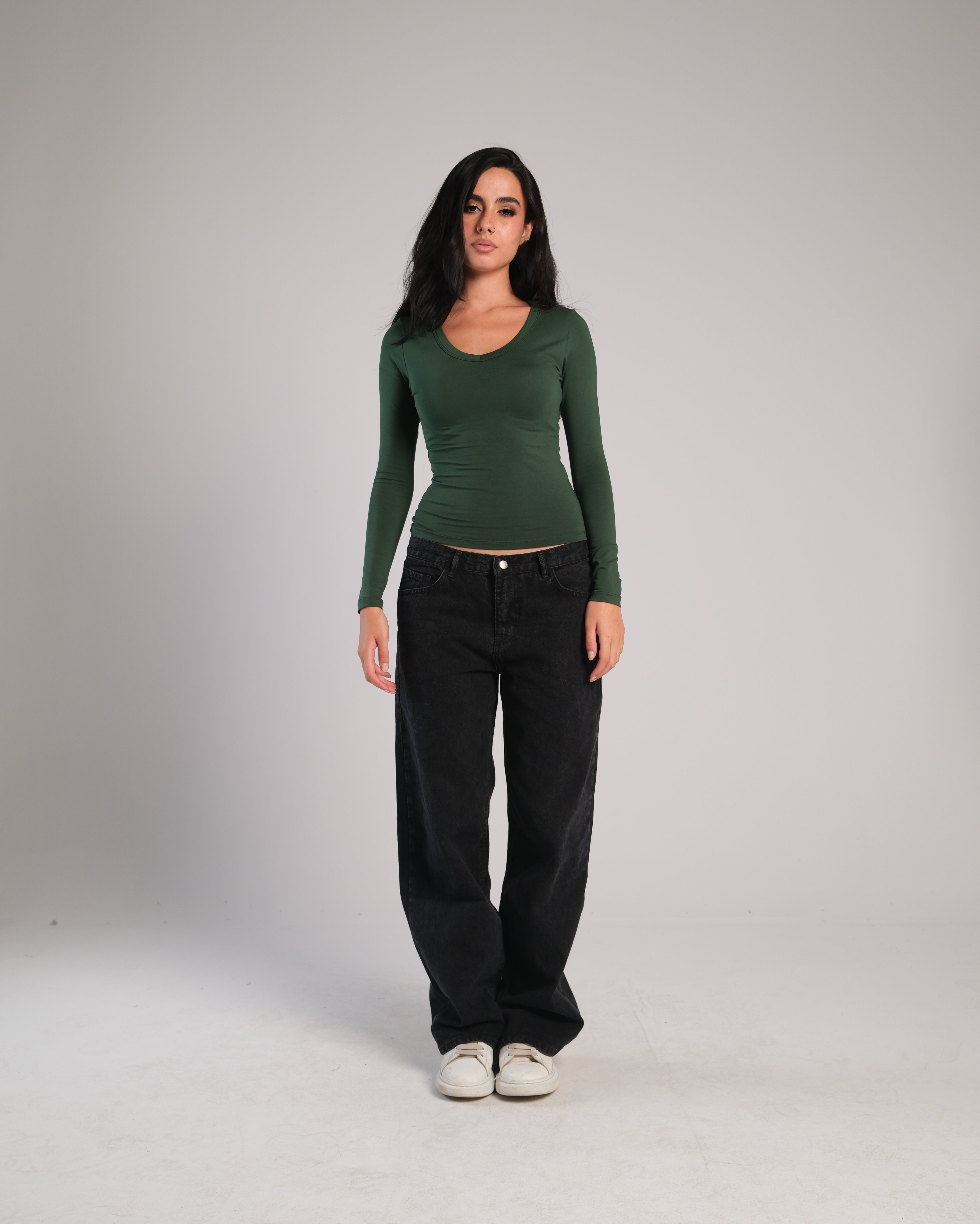 V Neck Long Sleeve Contour Top
