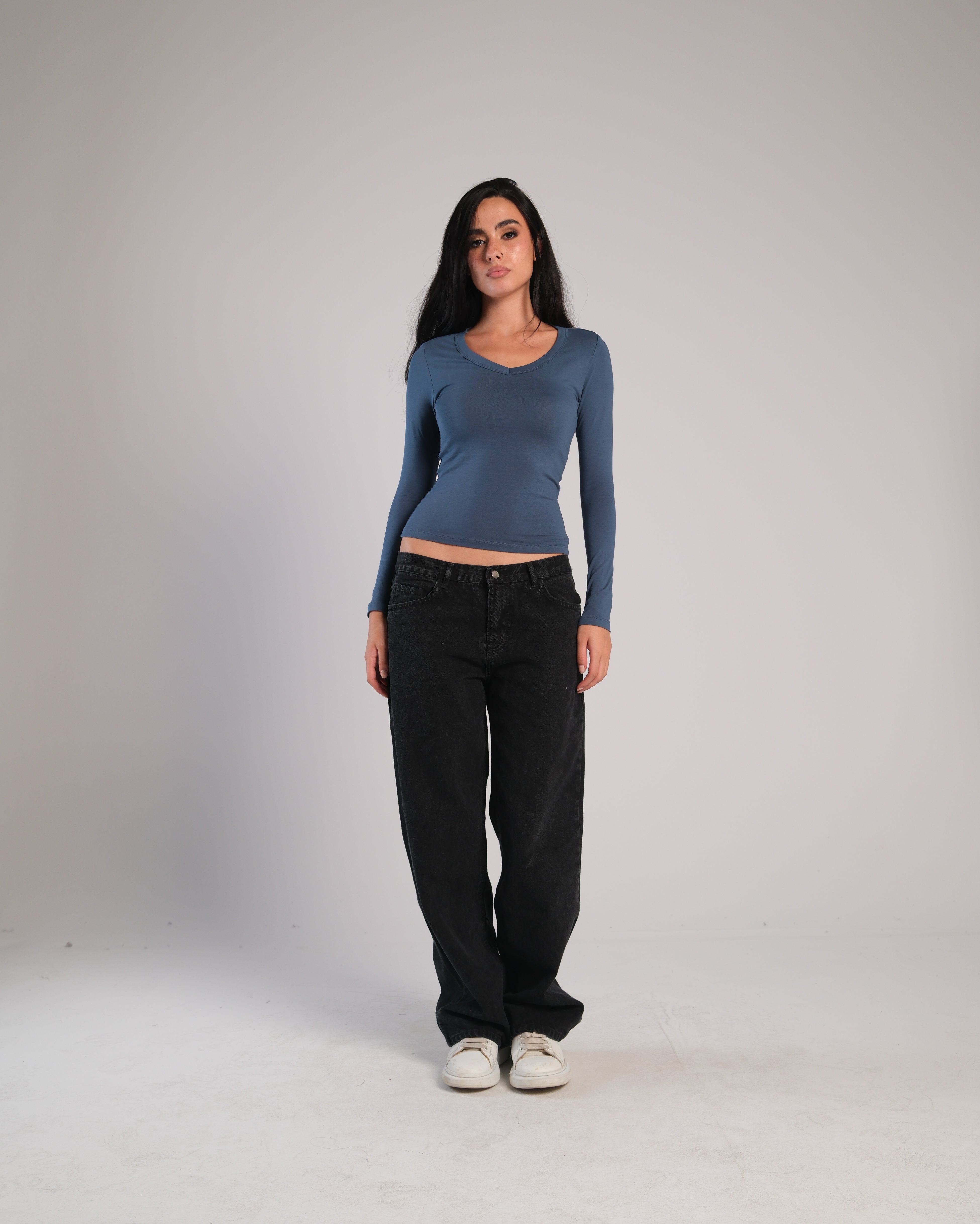 V Neck Long Sleeve Contour Top