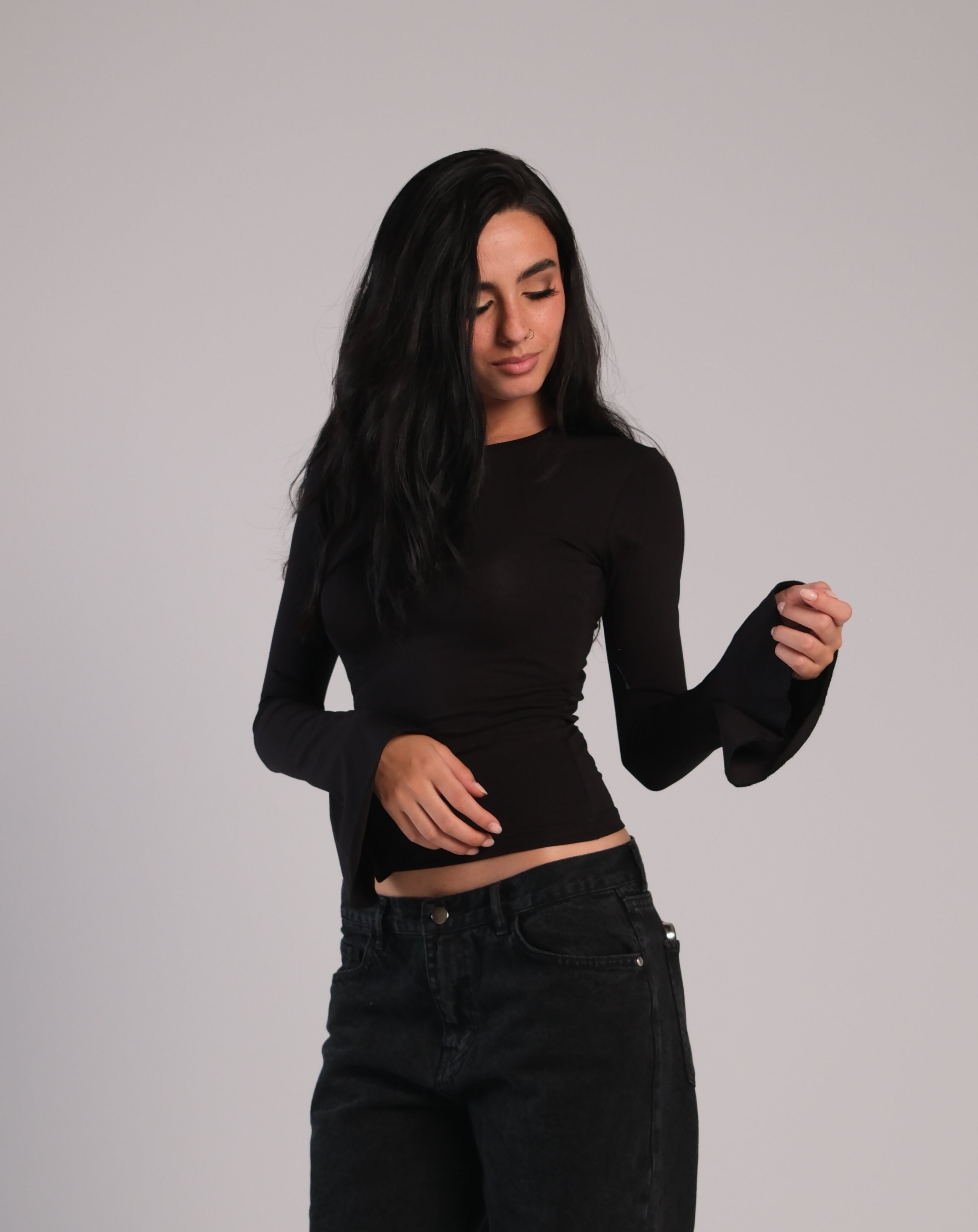 Flared Long Sleeve Contour Top