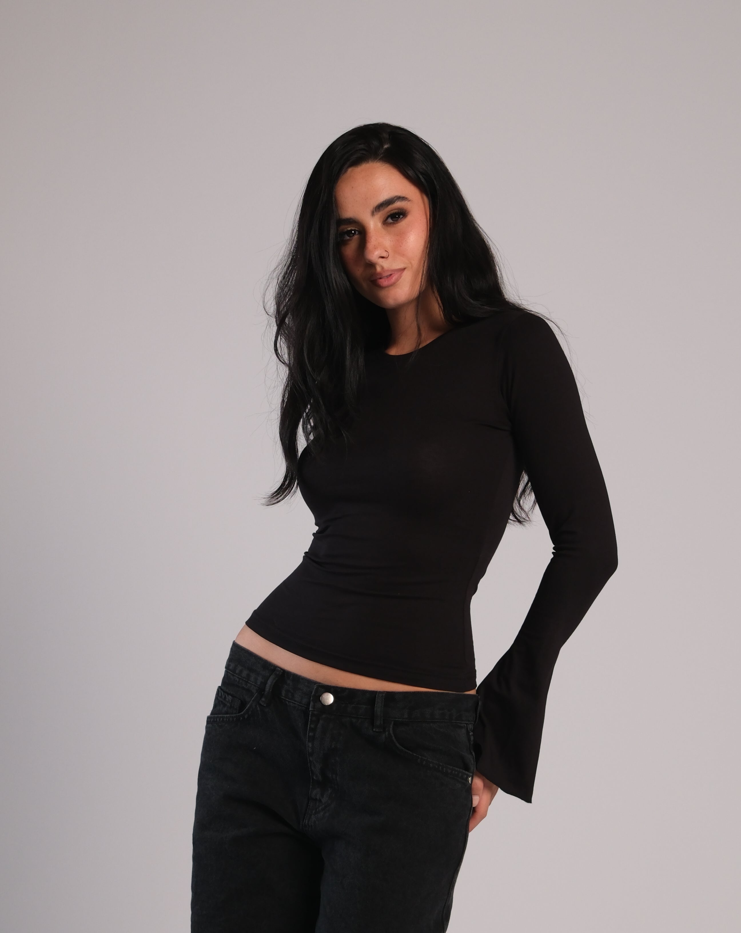 Flared Long Sleeve Contour Top