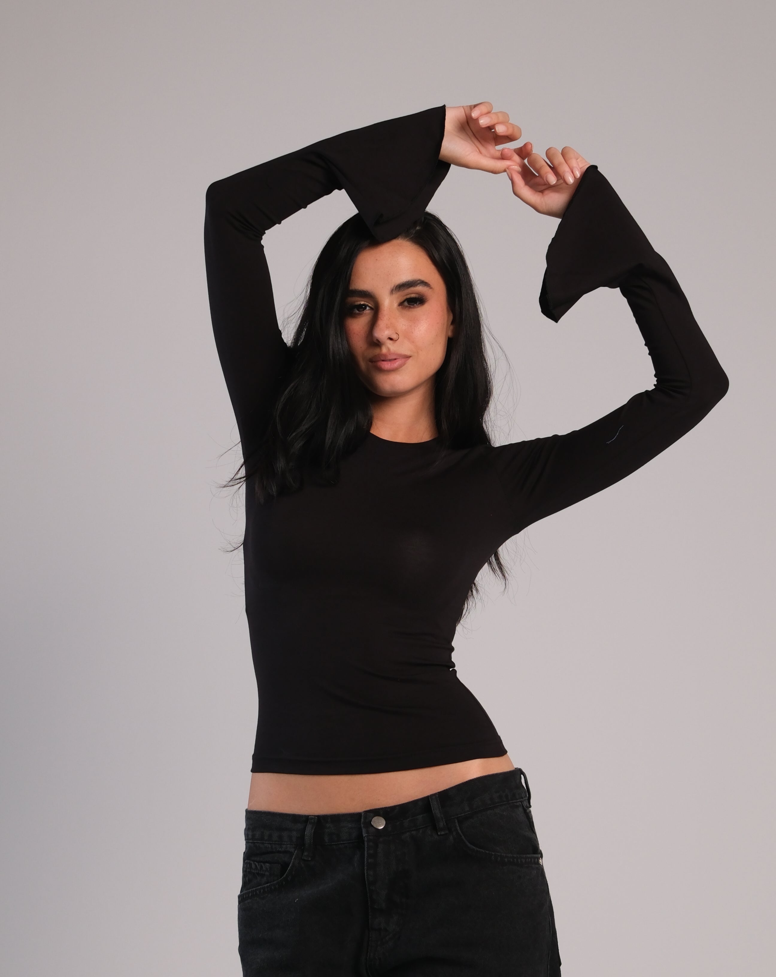 Flared Long Sleeve Contour Top