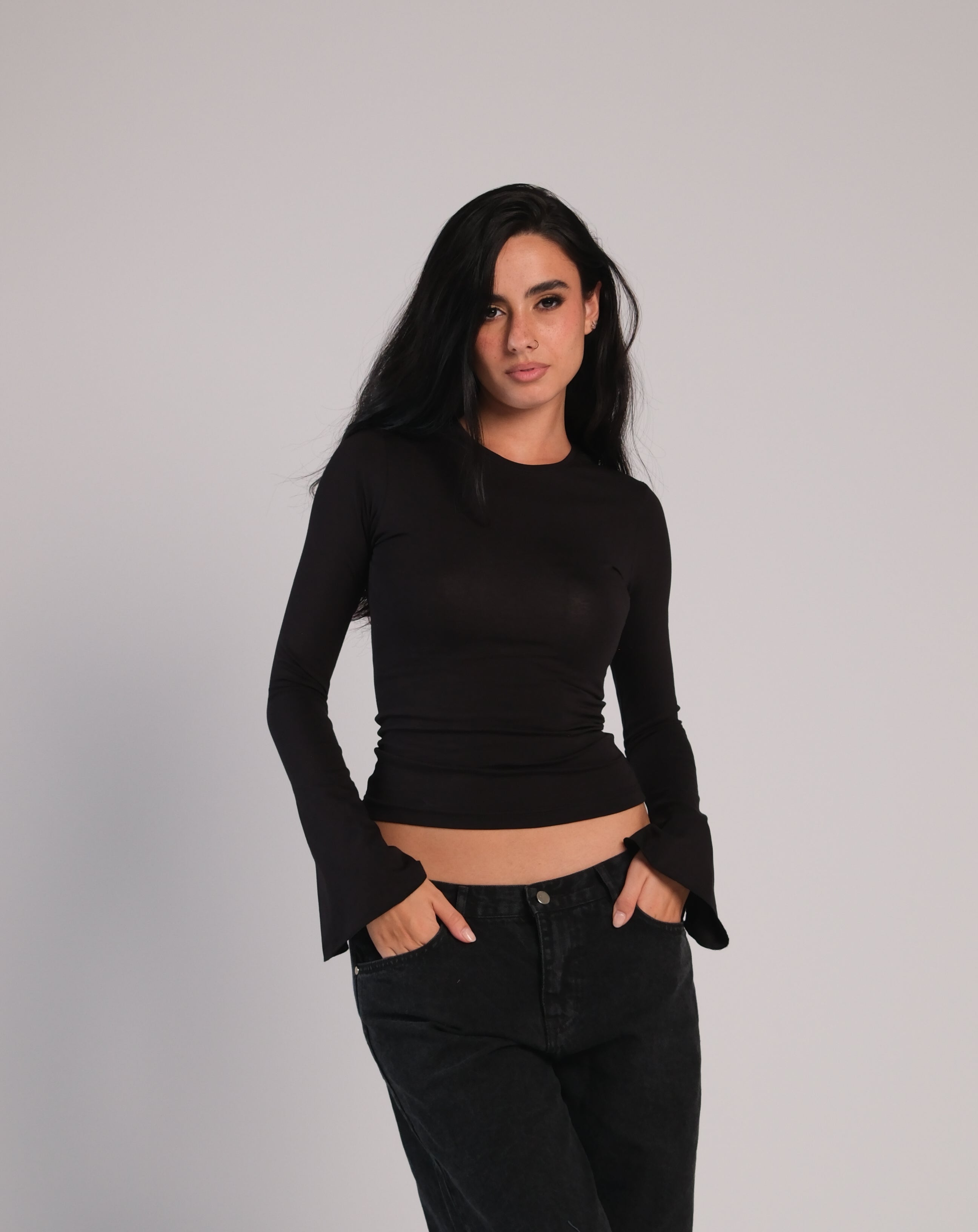 Flared Long Sleeve Contour Top