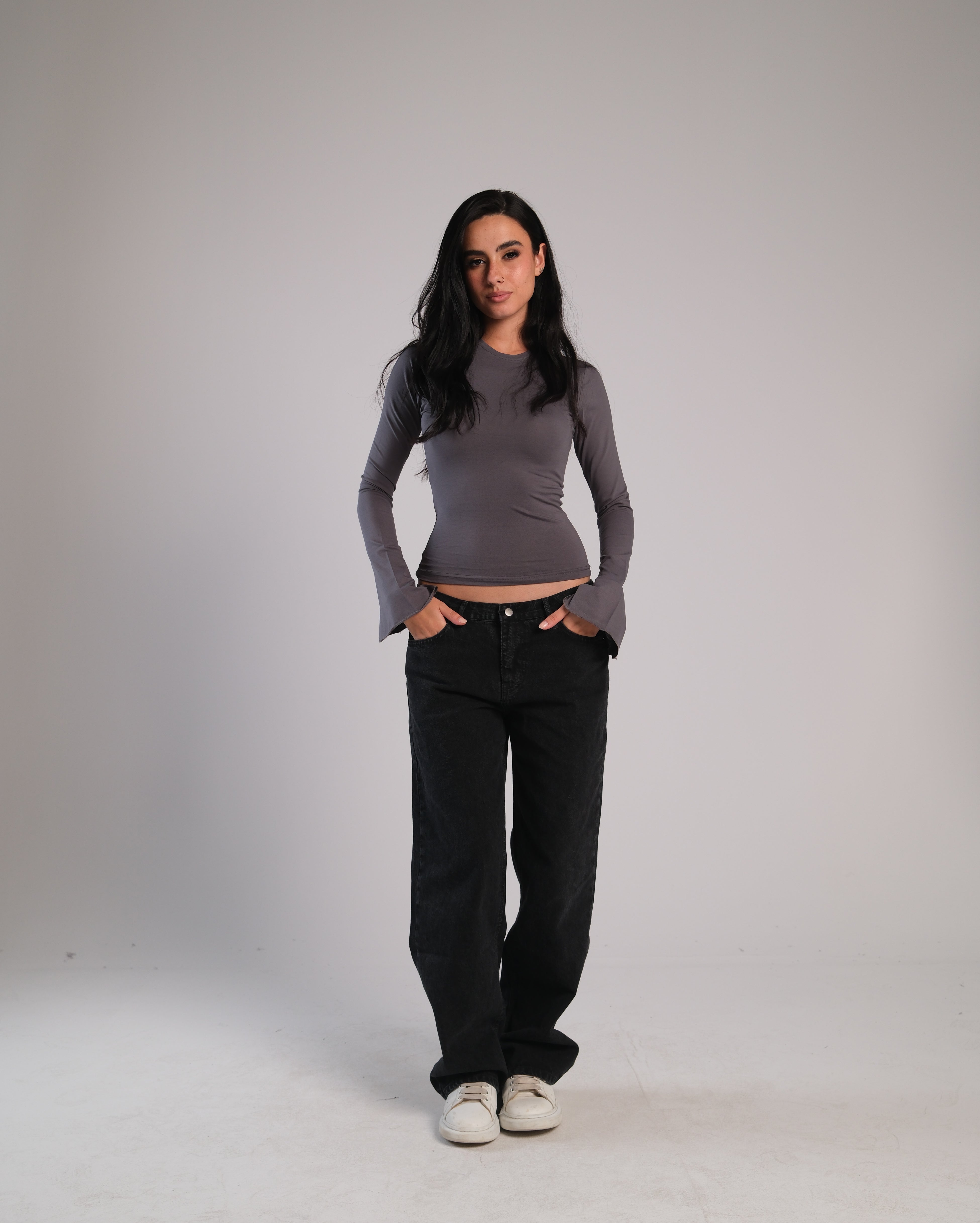 Flared Long Sleeve Contour Top