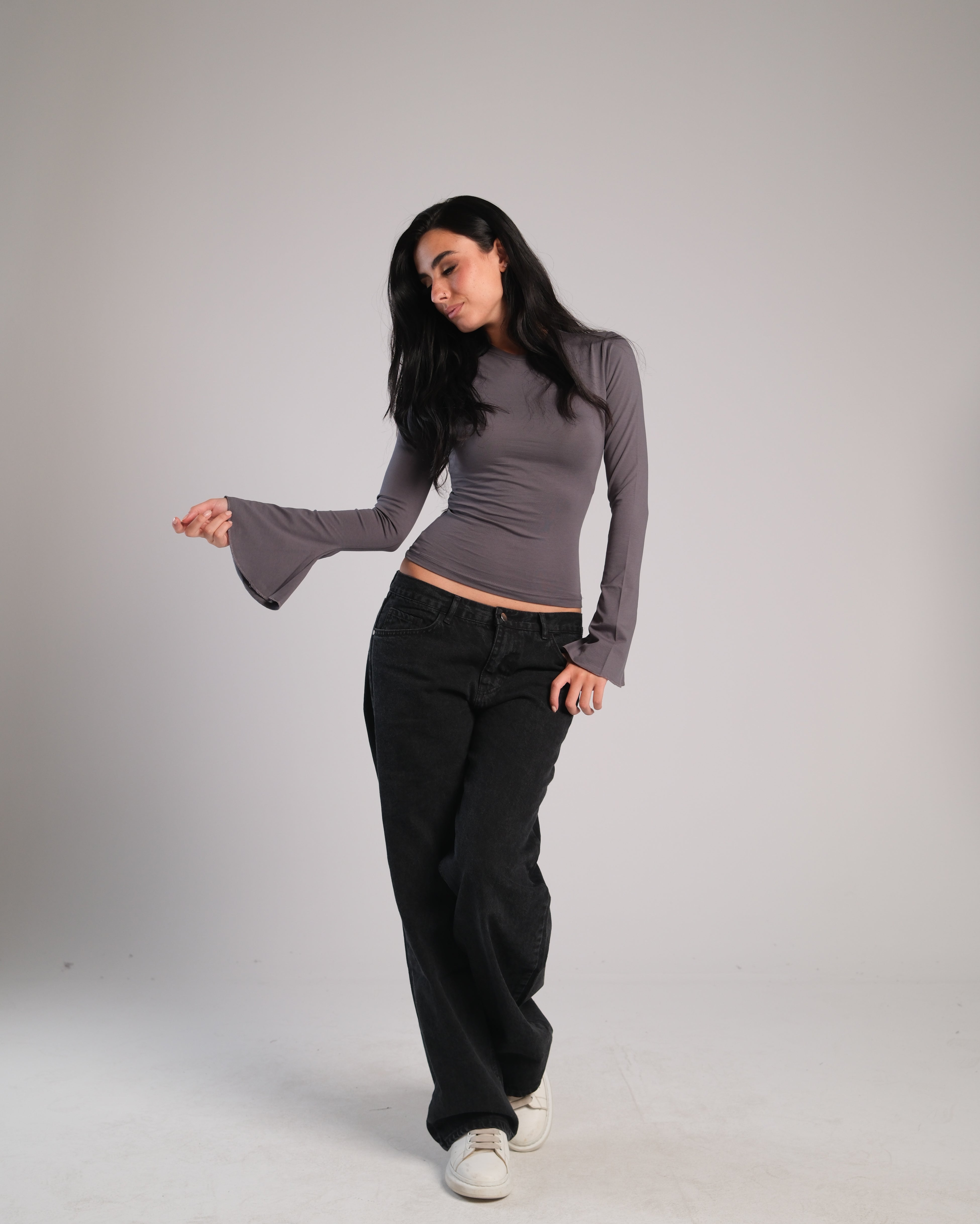 Flared Long Sleeve Contour Top