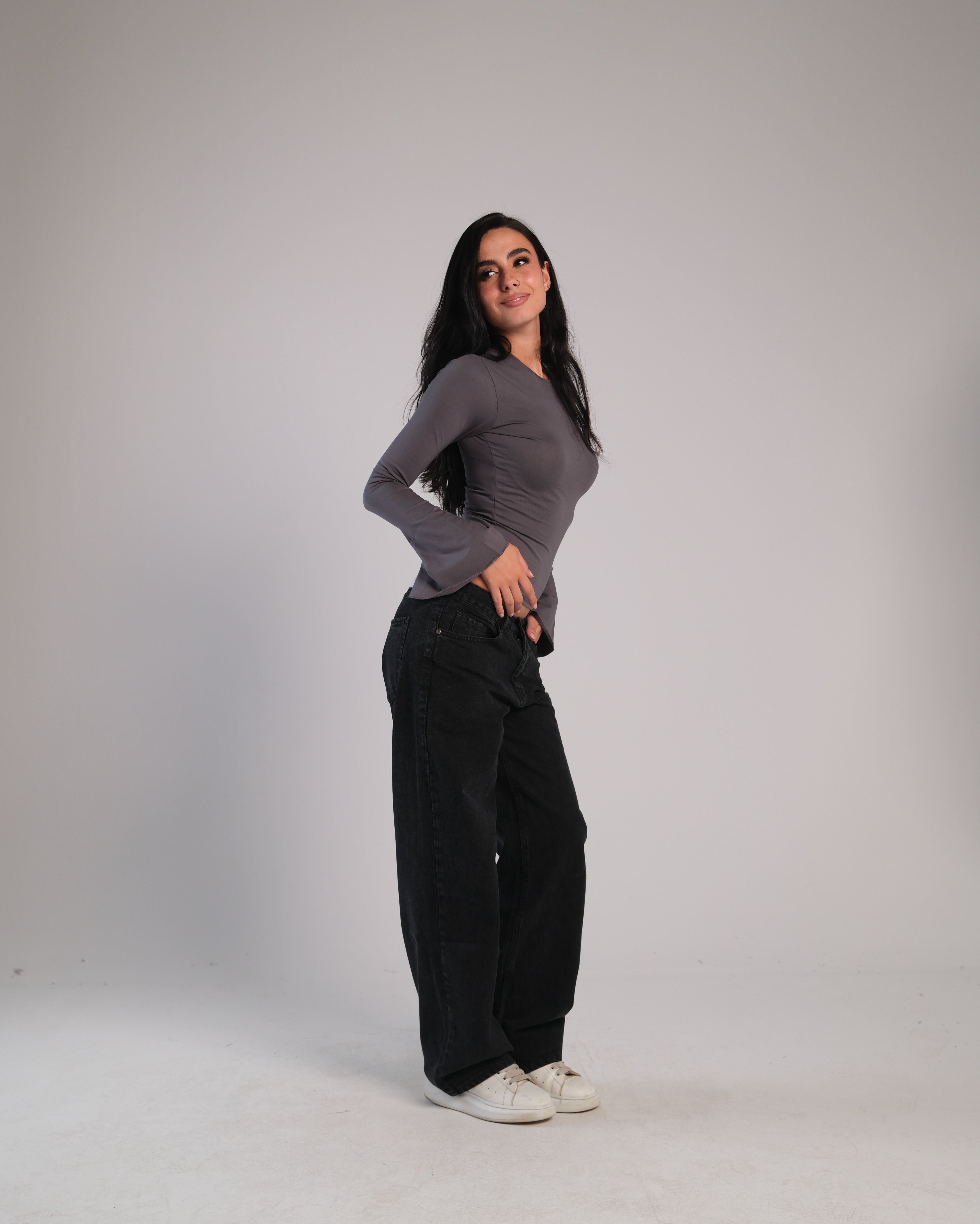 Flared Long Sleeve Contour Top