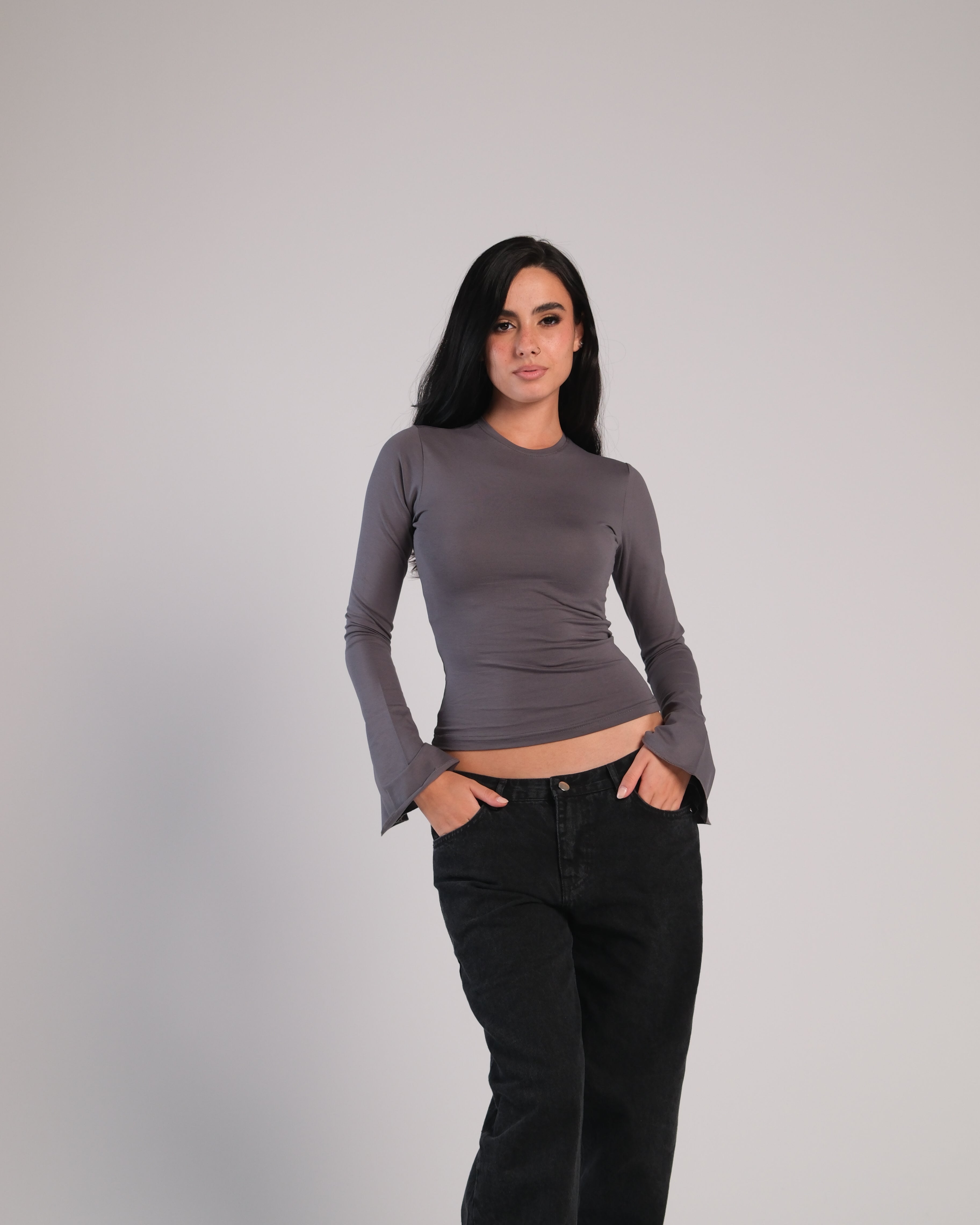 Flared Long Sleeve Contour Top