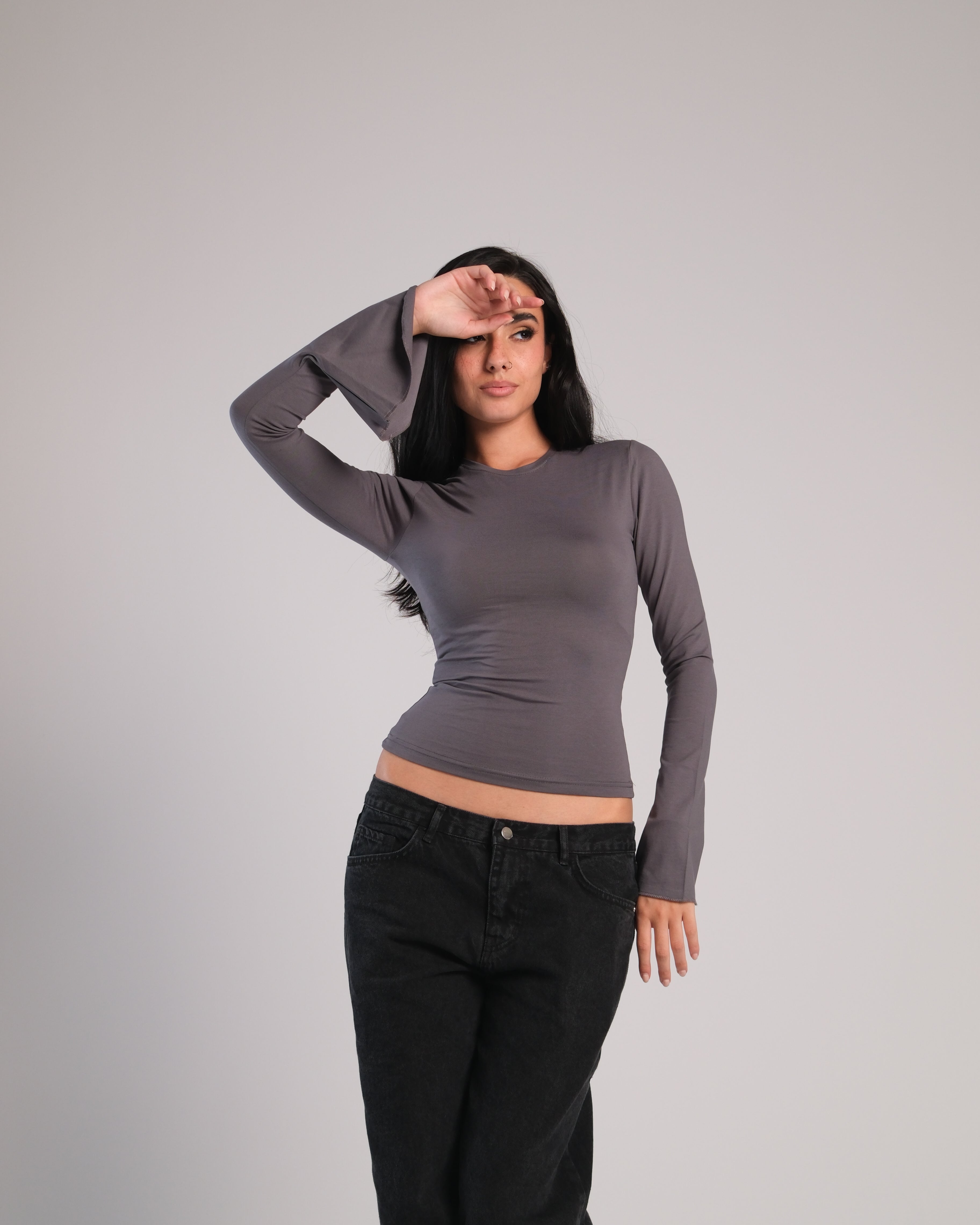 Flared Long Sleeve Contour Top