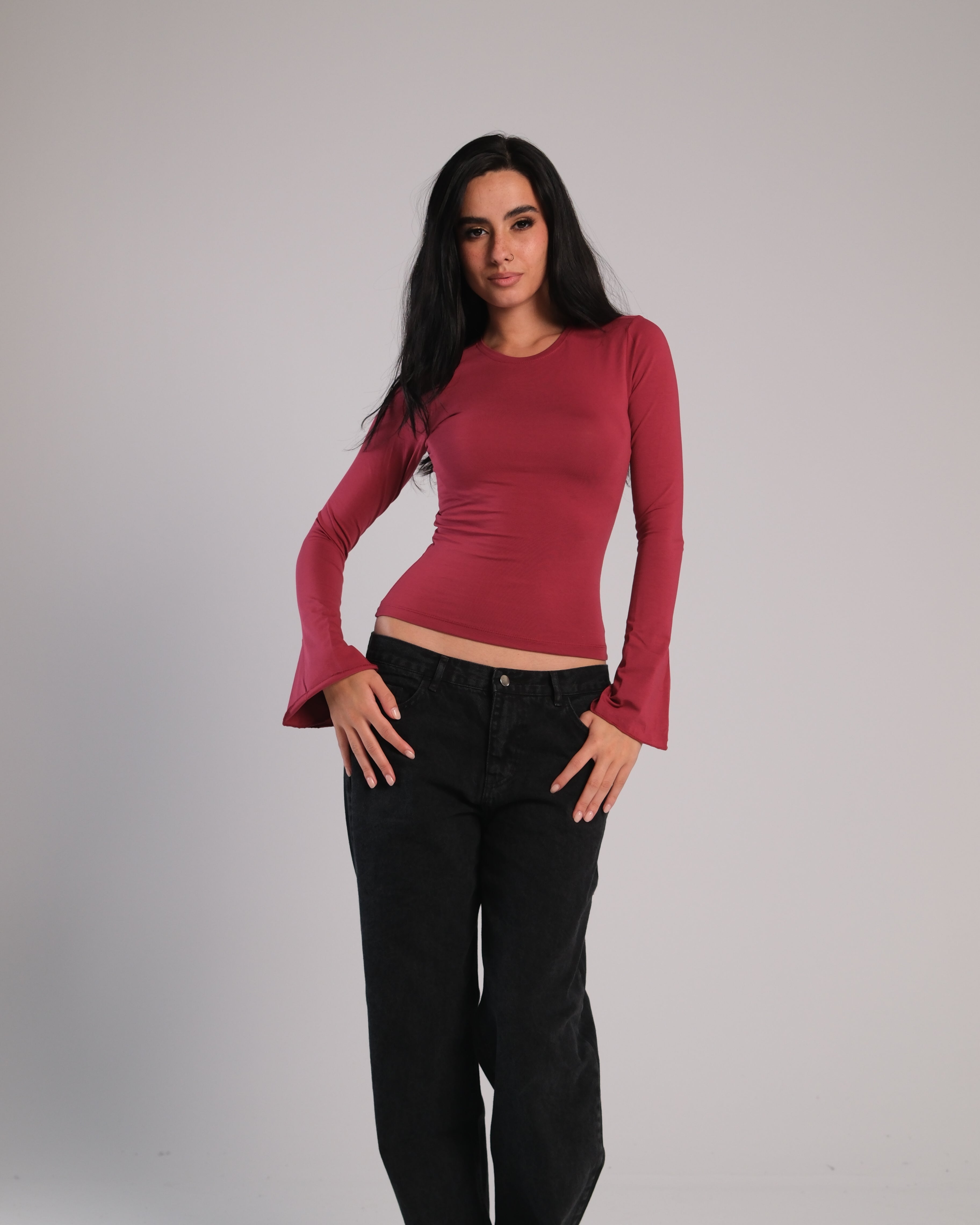 Flared Long Sleeve Contour Top