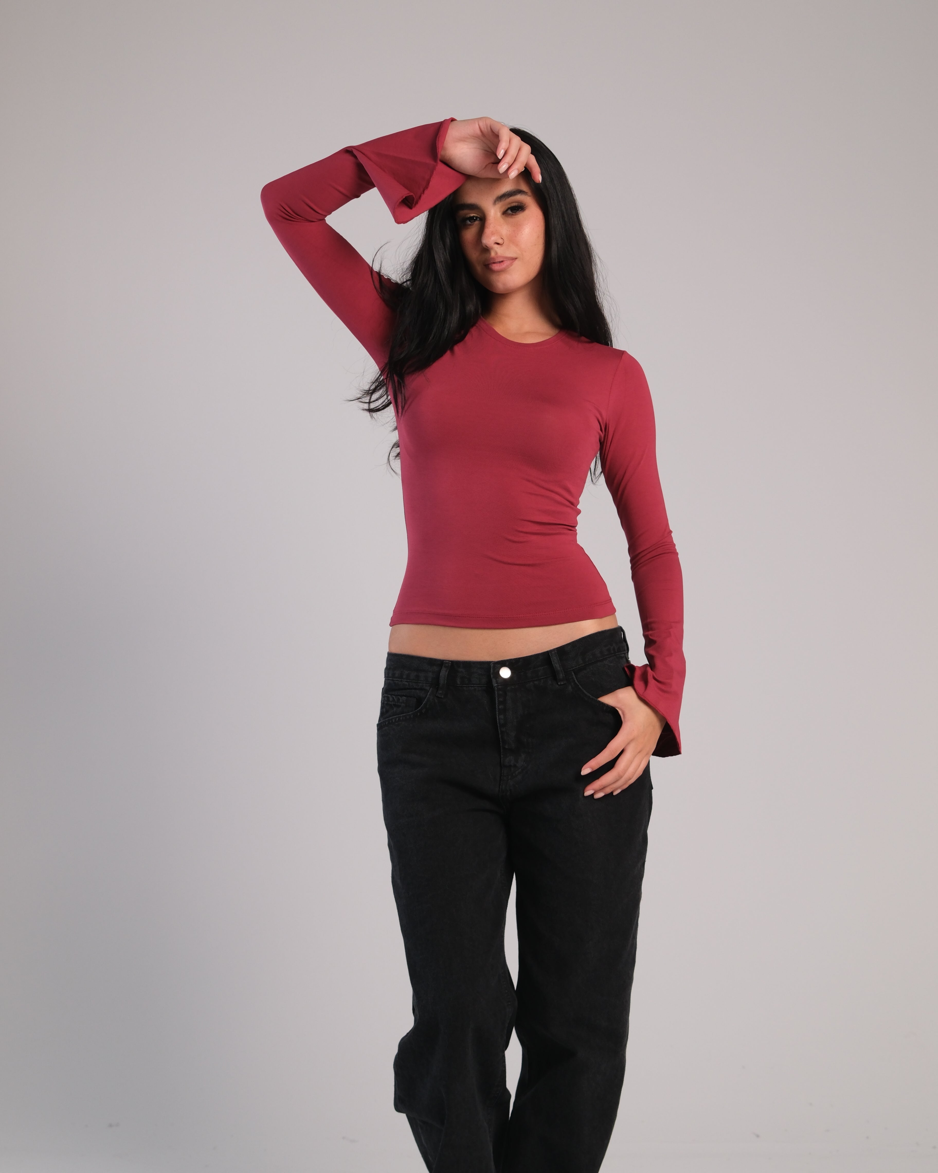 Flared Long Sleeve Contour Top