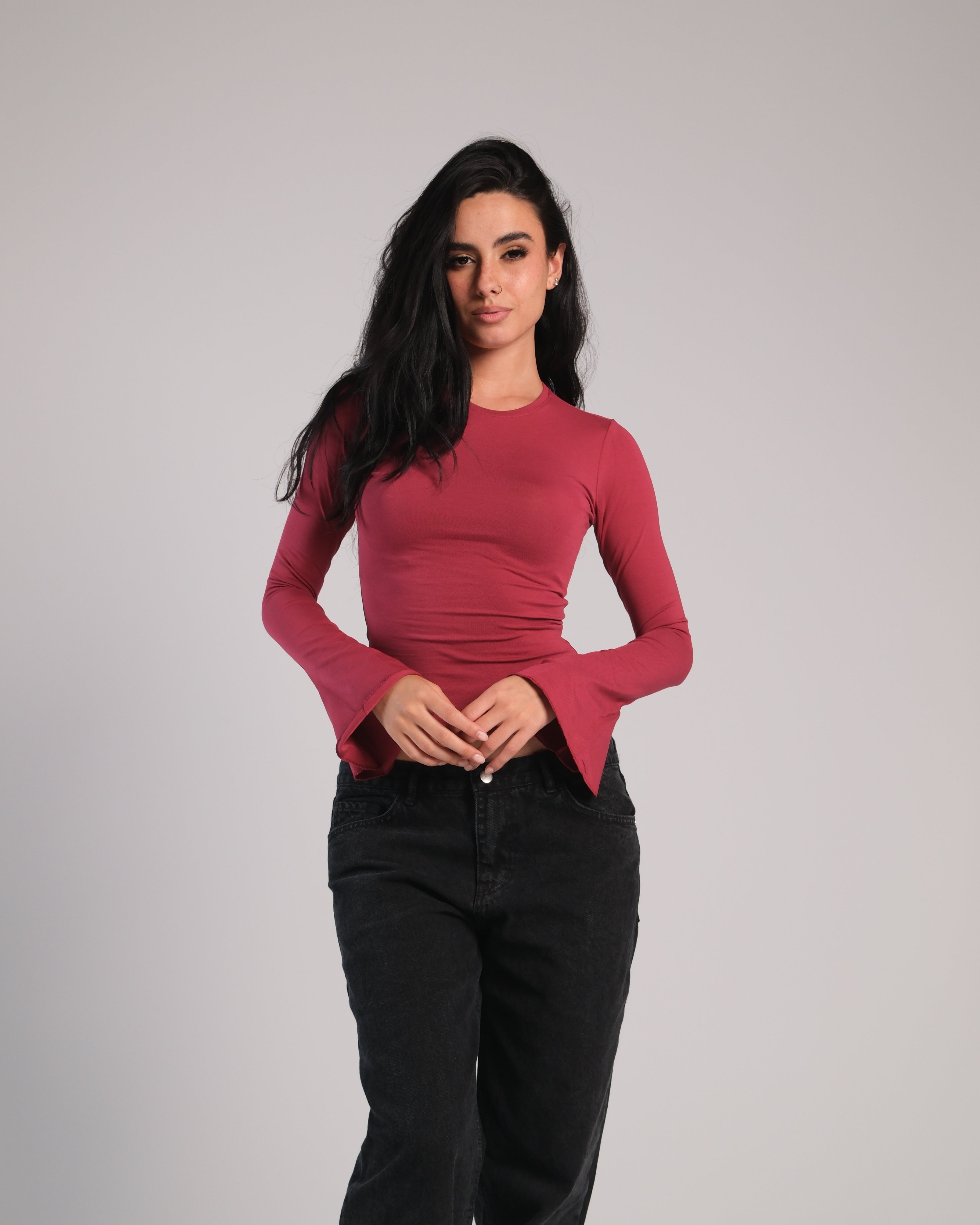 Flared Long Sleeve Contour Top