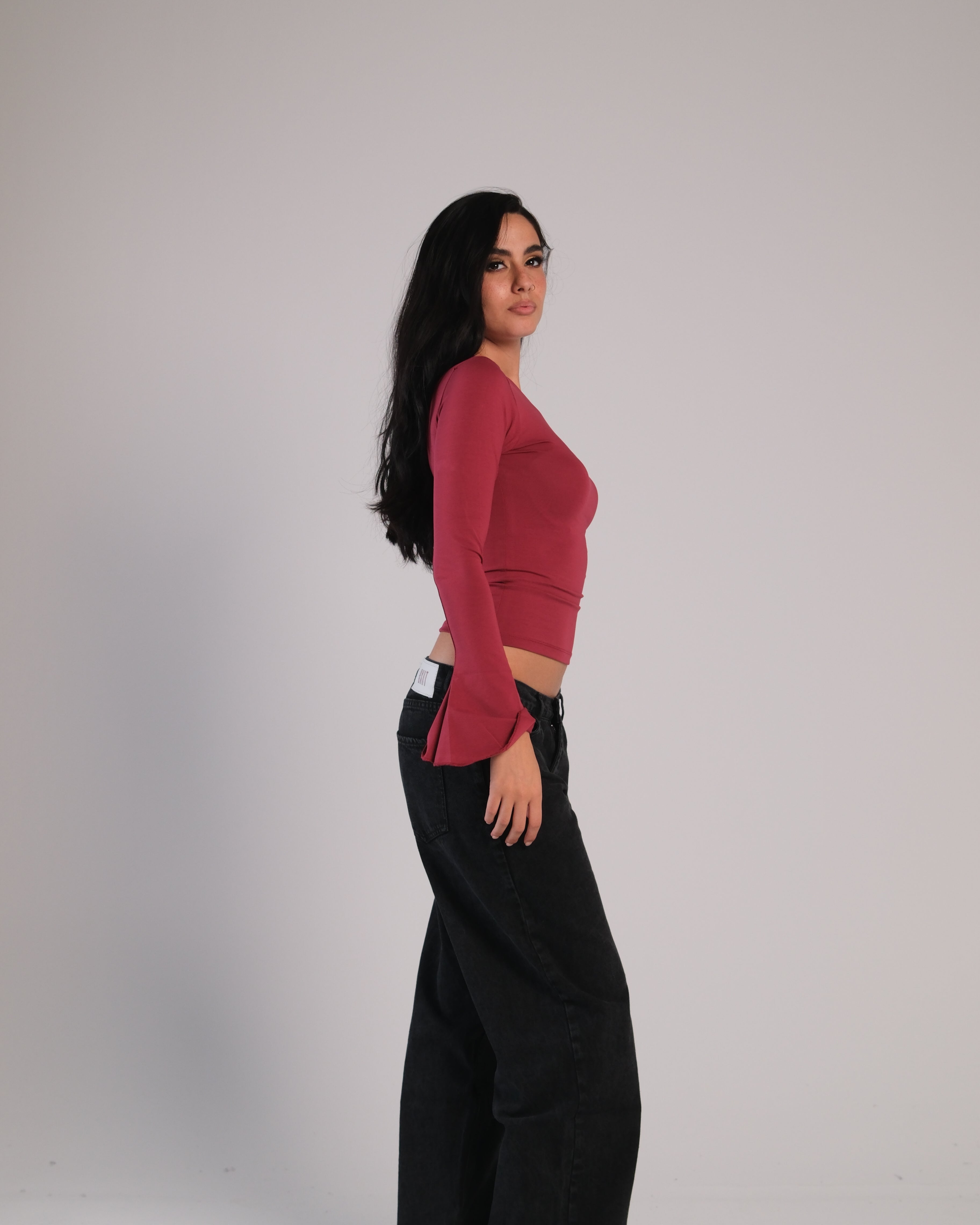 Flared Long Sleeve Contour Top