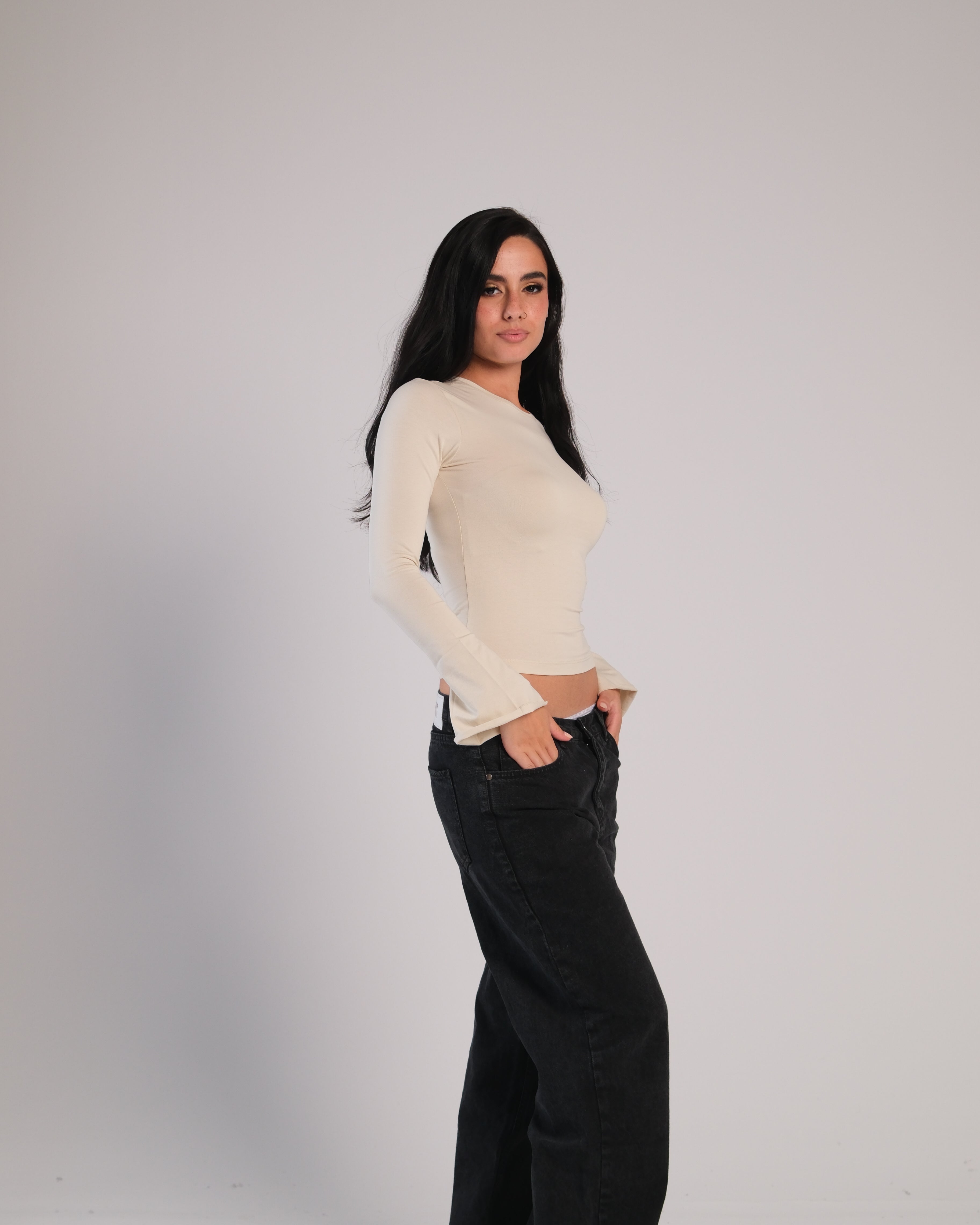 Flared Long Sleeve Contour Top