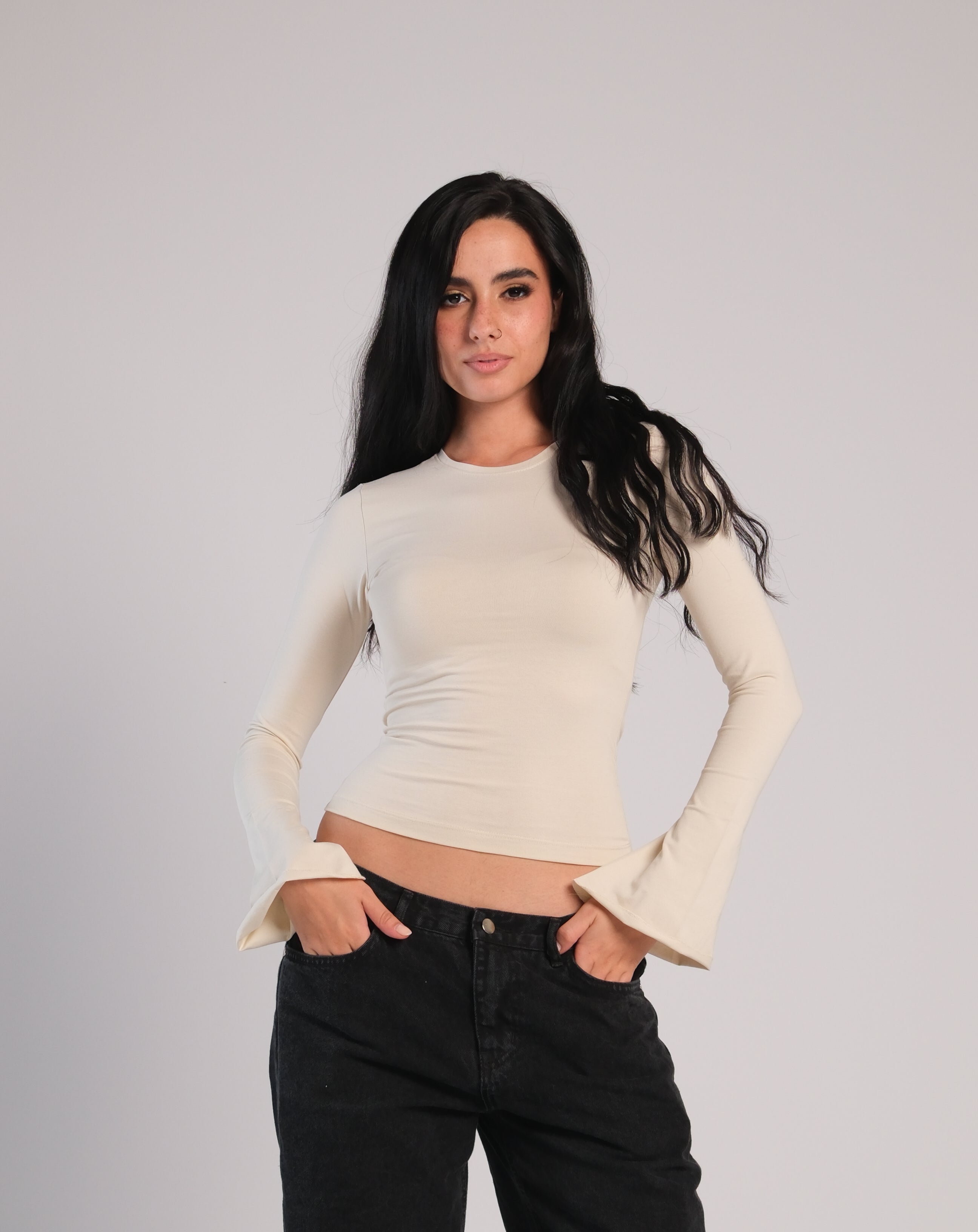 Flared Long Sleeve Contour Top
