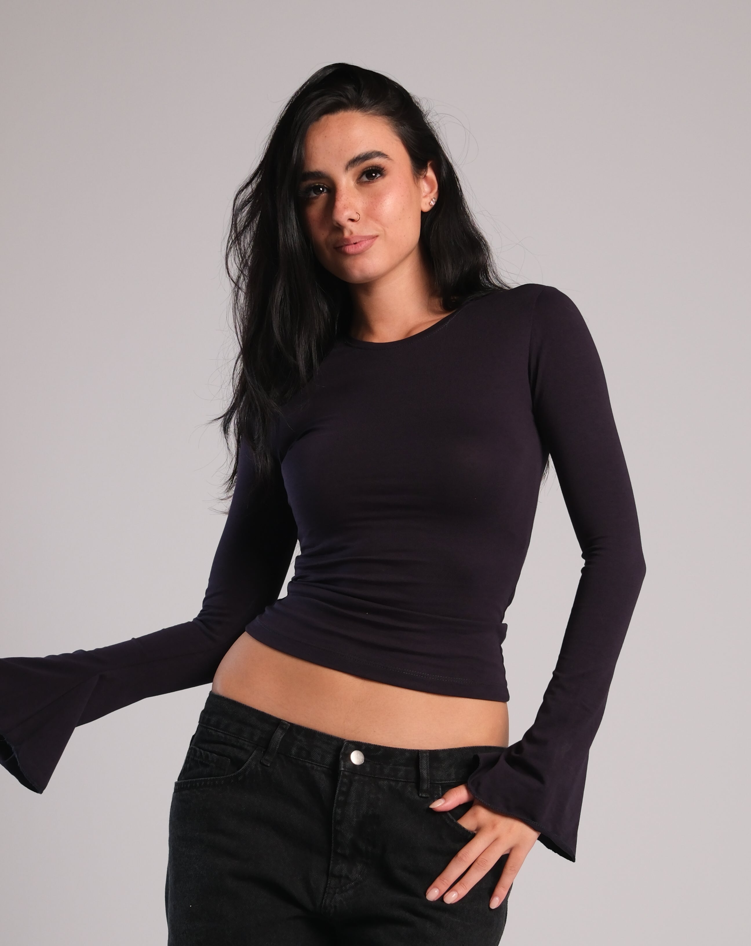 Flared Long Sleeve Contour Top