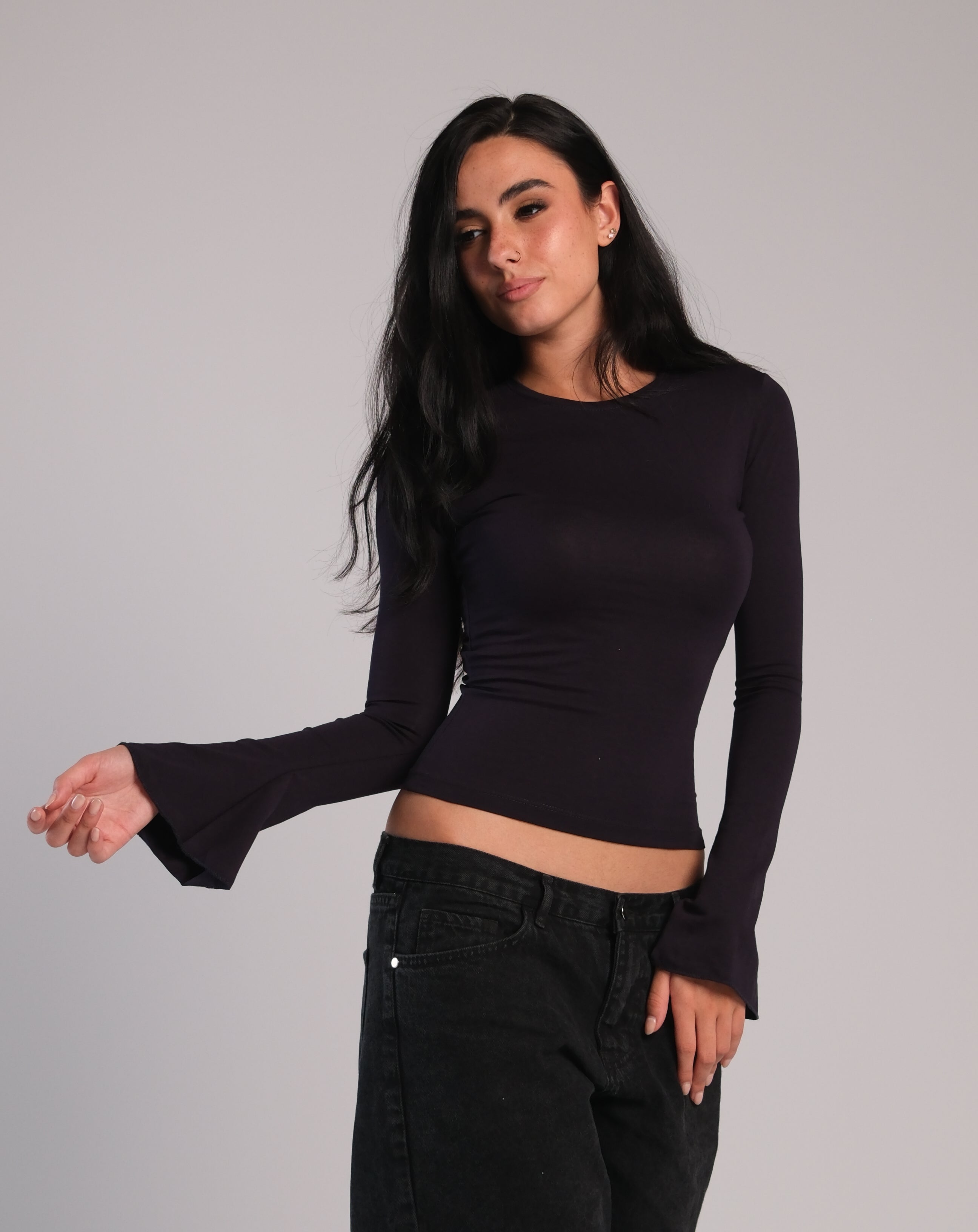 Flared Long Sleeve Contour Top