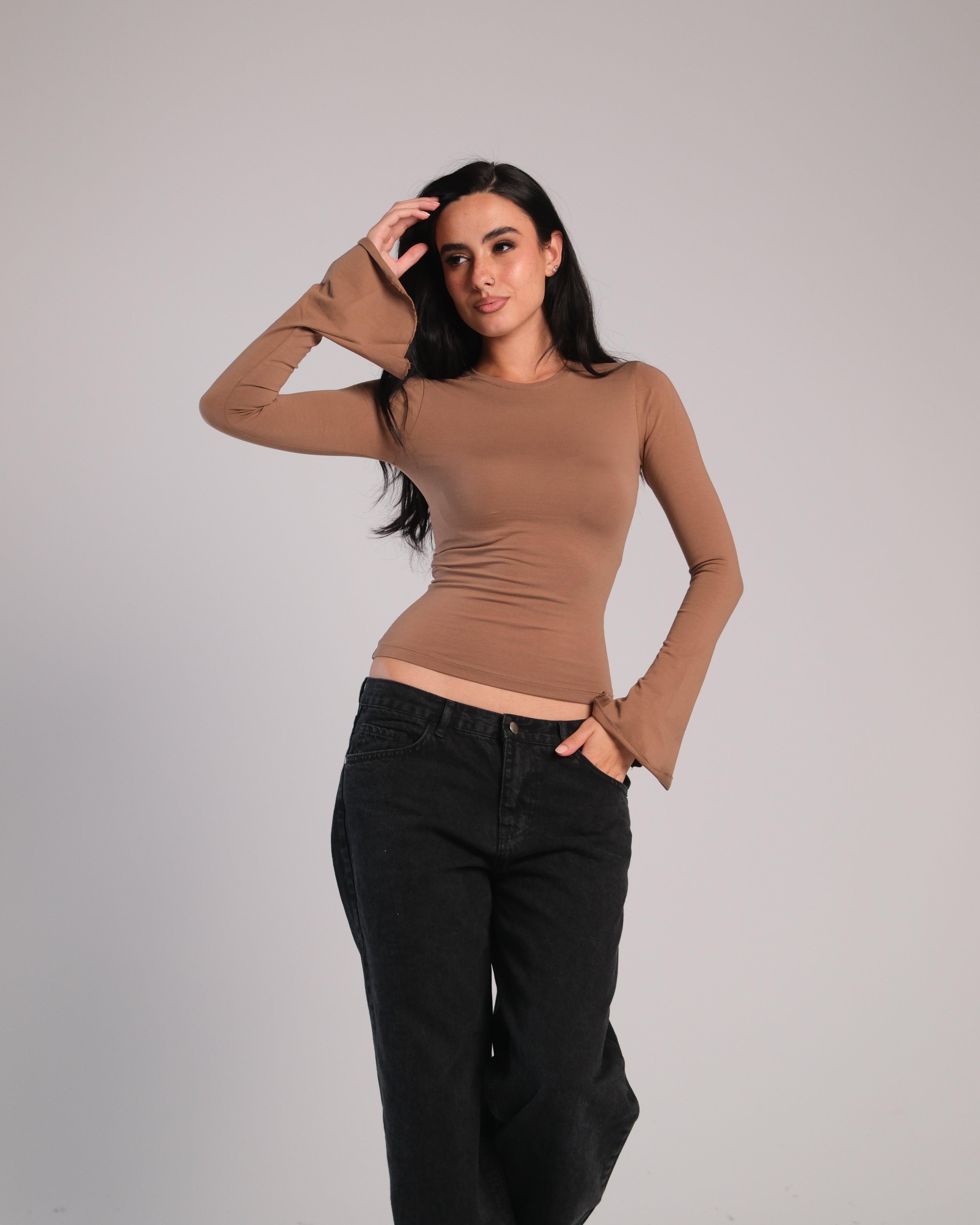 Flared Long Sleeve Contour Top