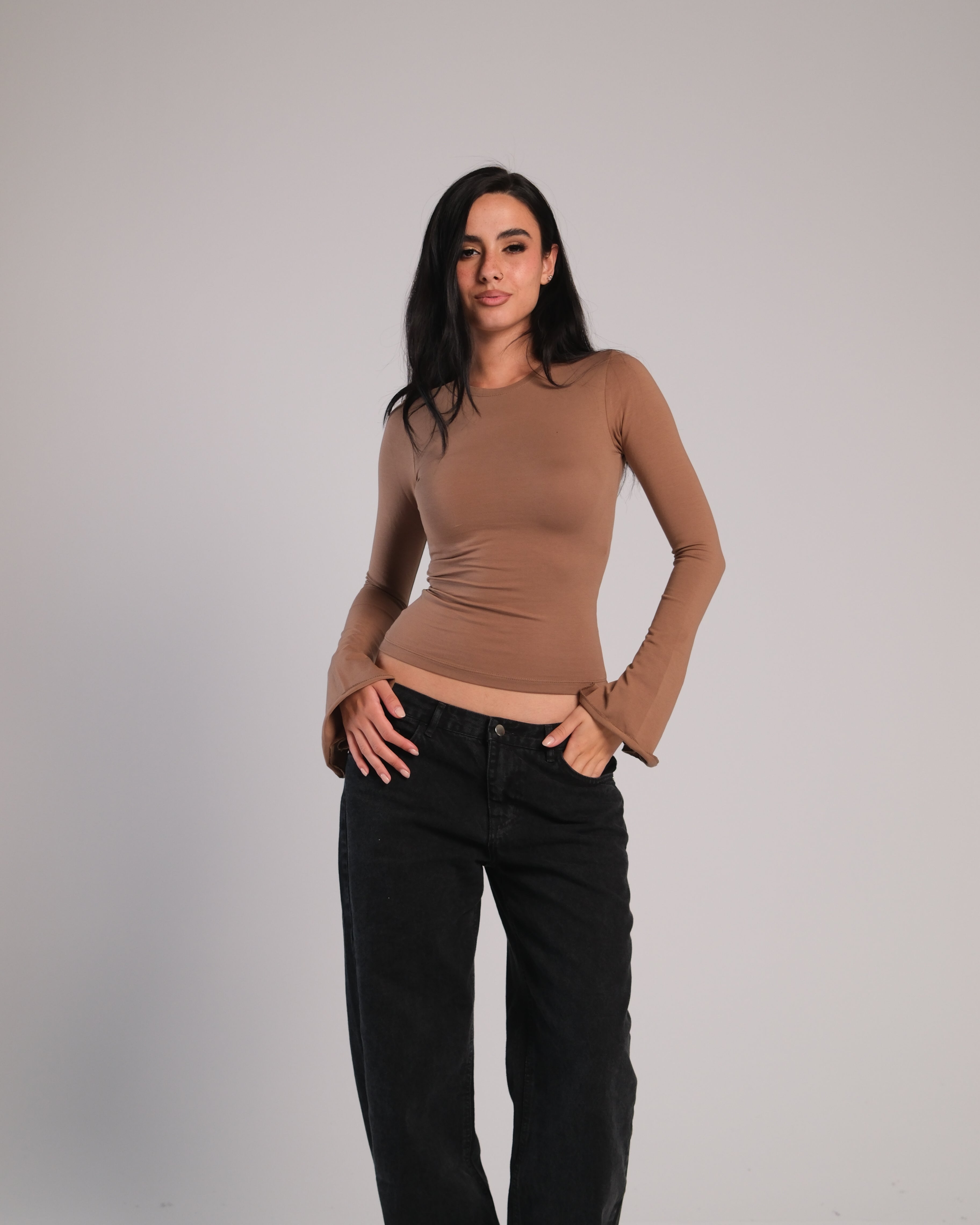 Flared Long Sleeve Contour Top