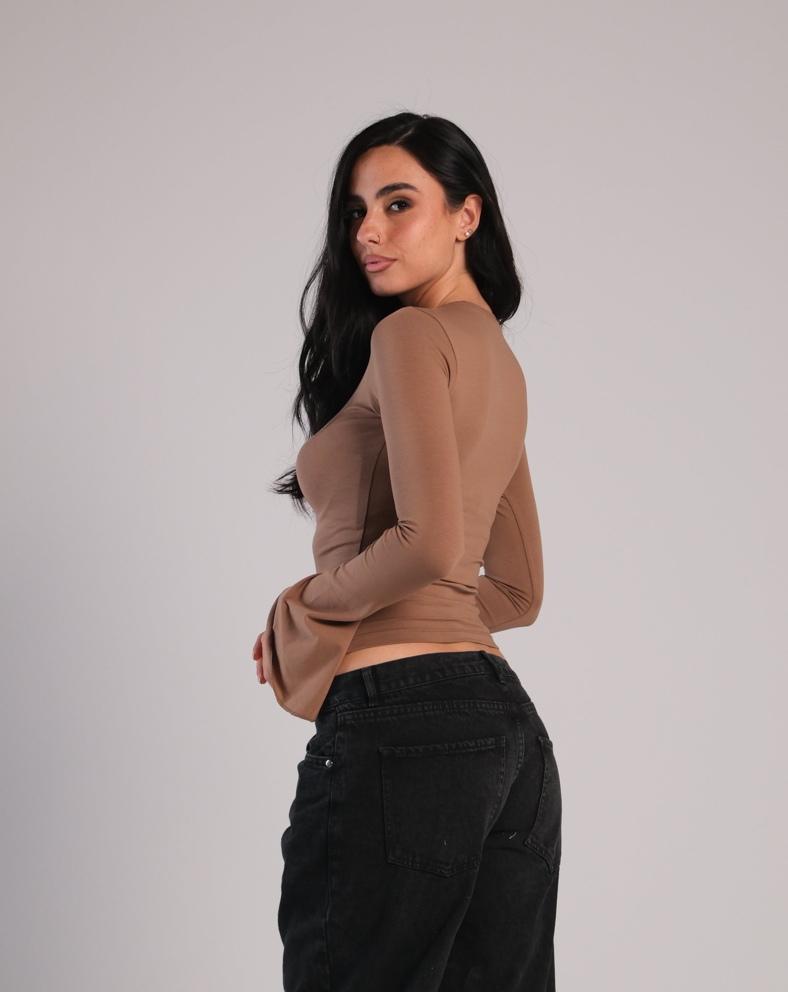 Flared Long Sleeve Contour Top