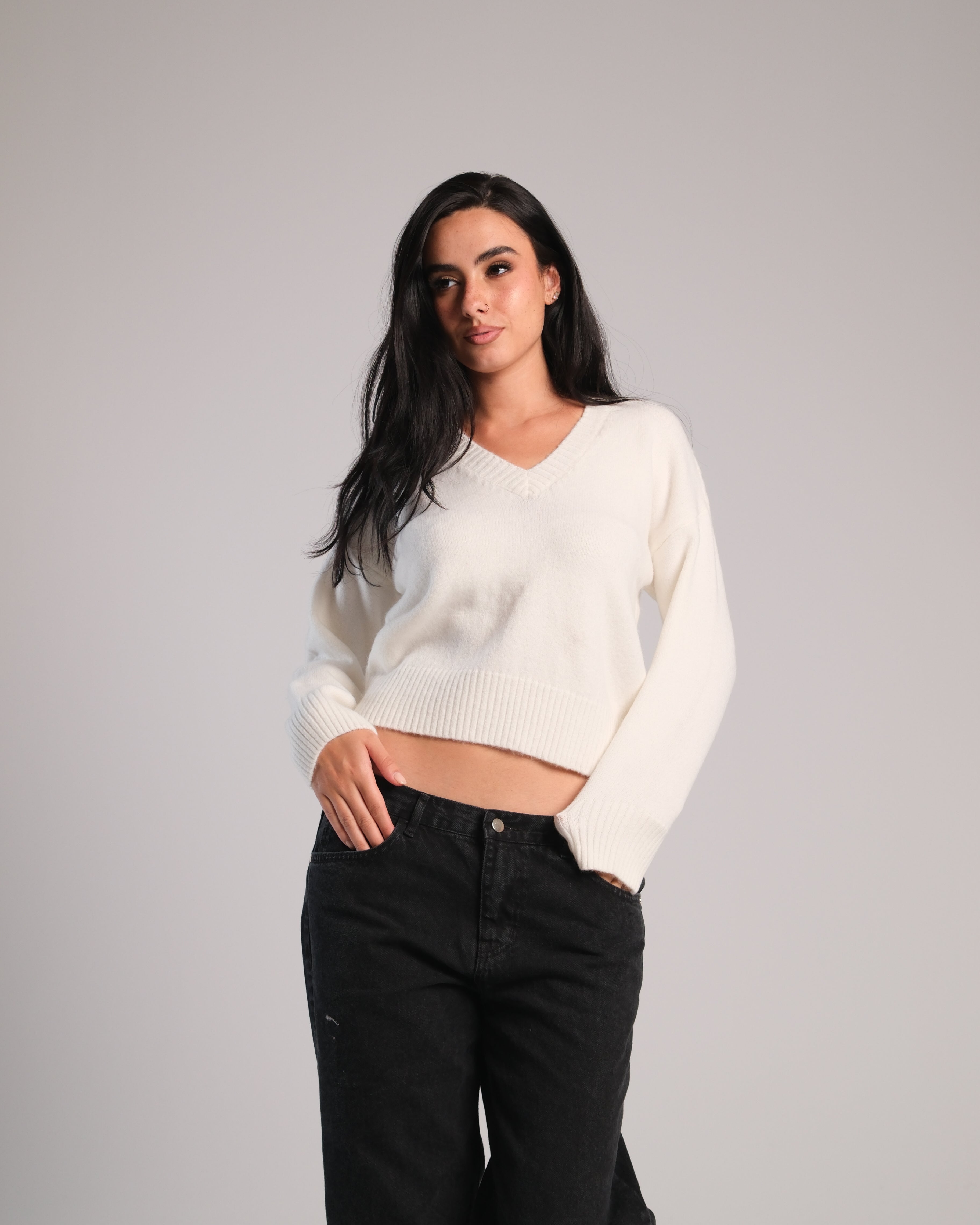 V Neck Knit Sweater