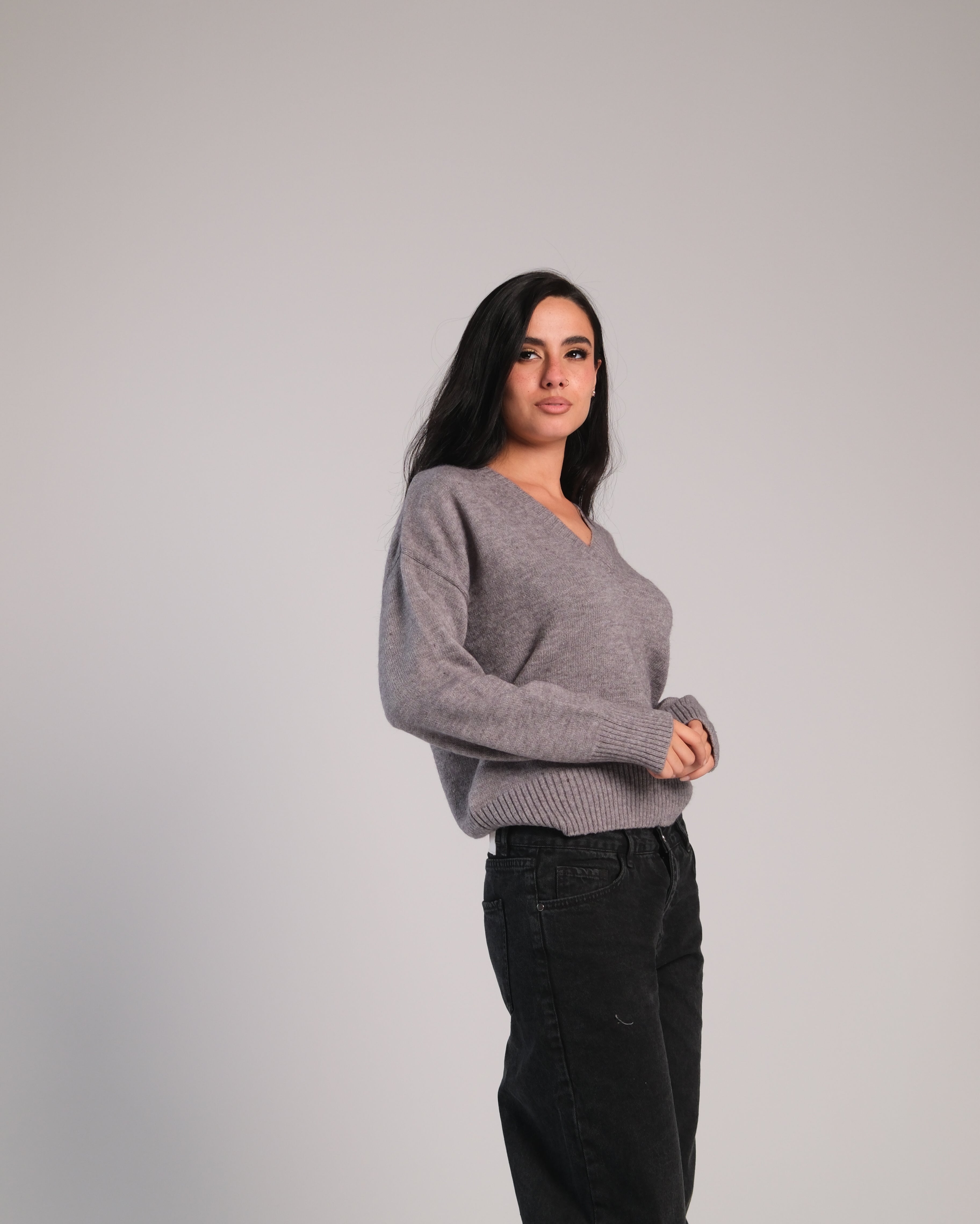 V Neck Knit Sweater