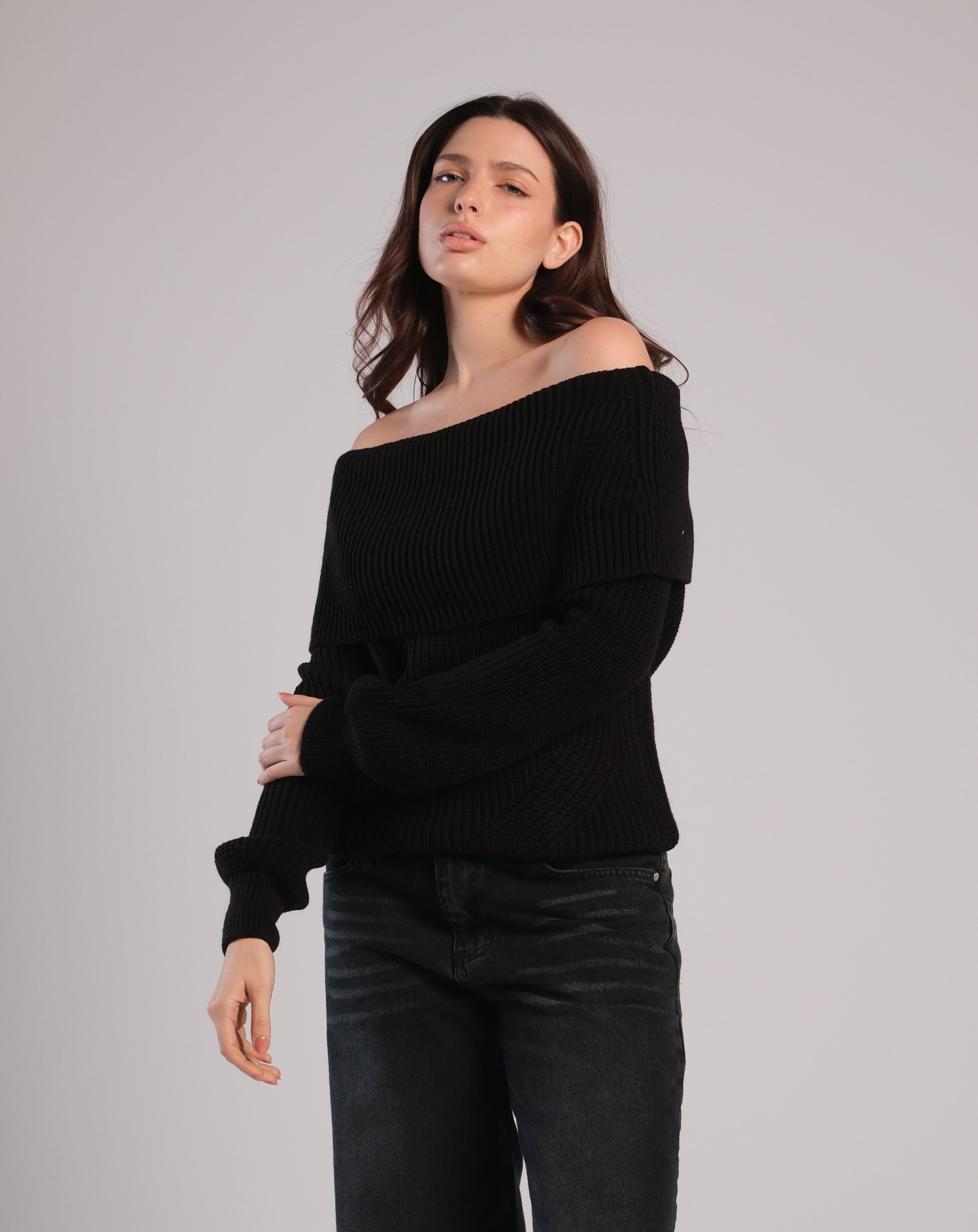 Off Shoulder Knit Sweater