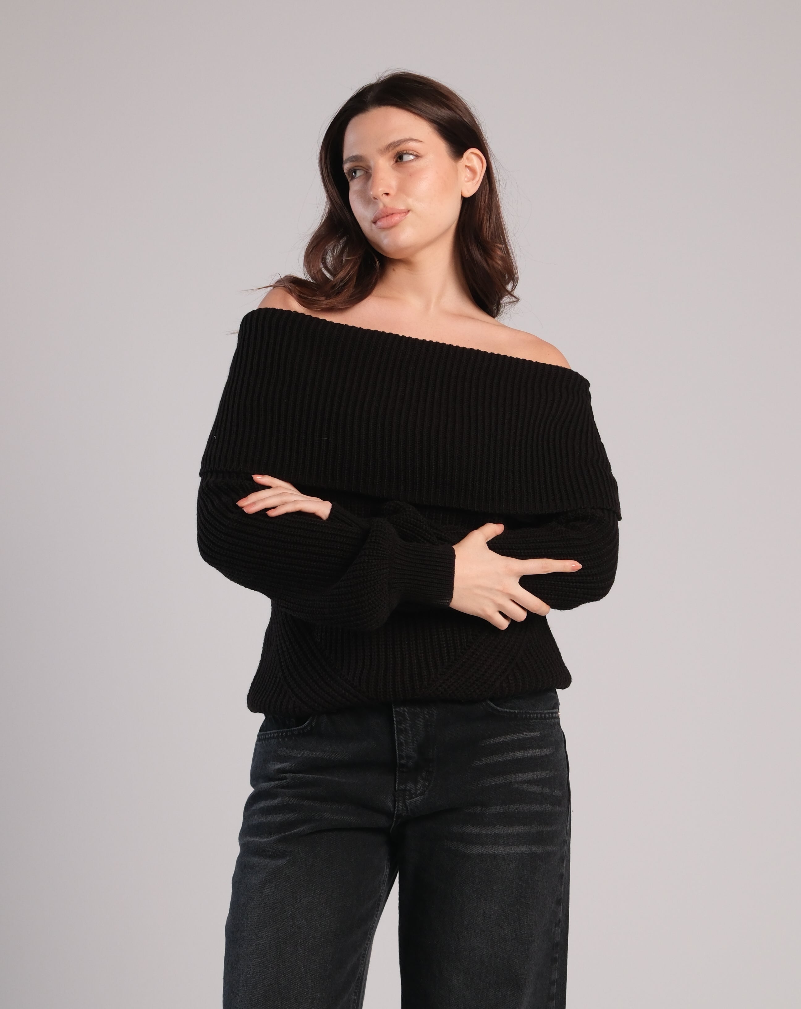 Off Shoulder Knit Sweater
