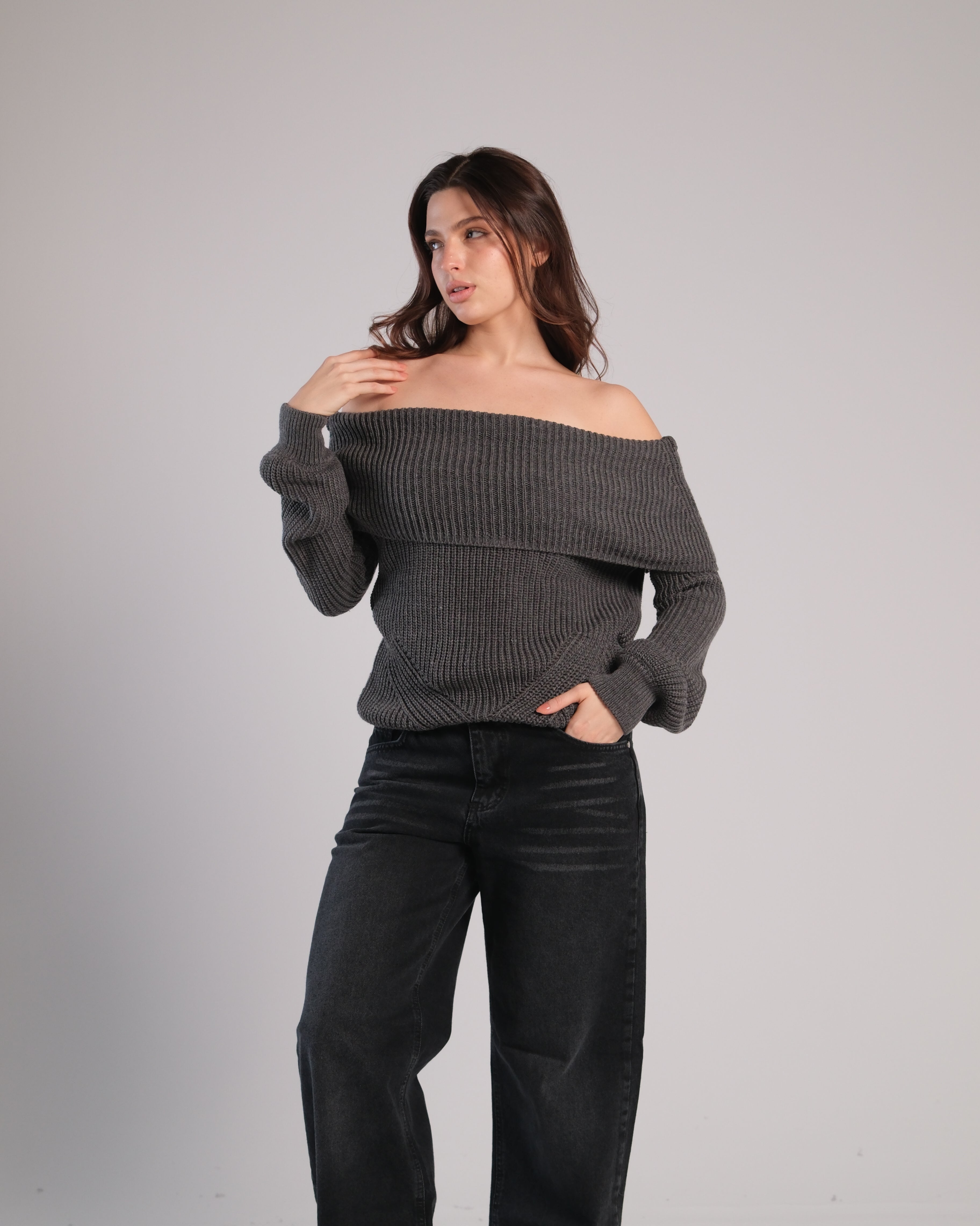 Off Shoulder Knit Sweater