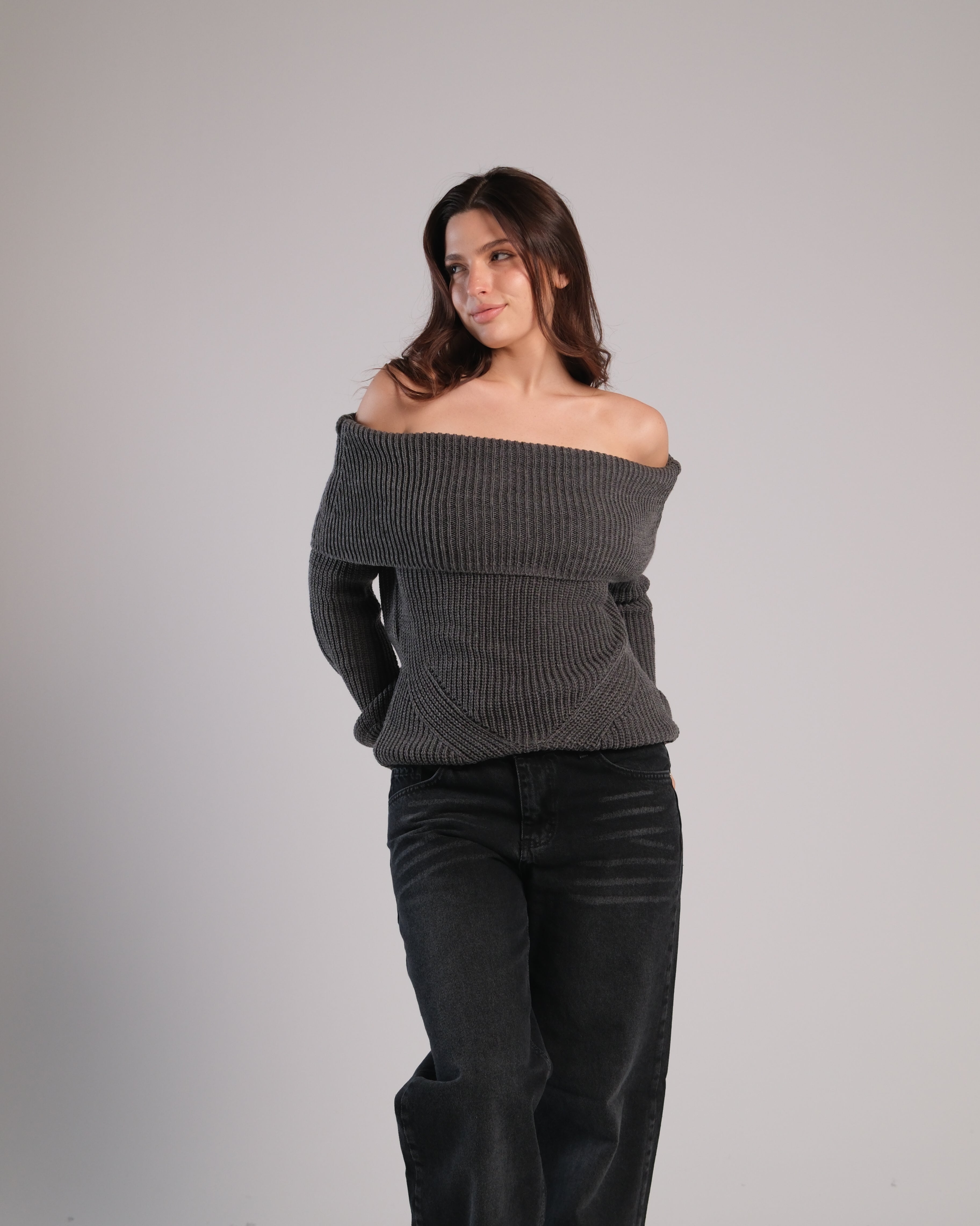 Off Shoulder Knit Sweater