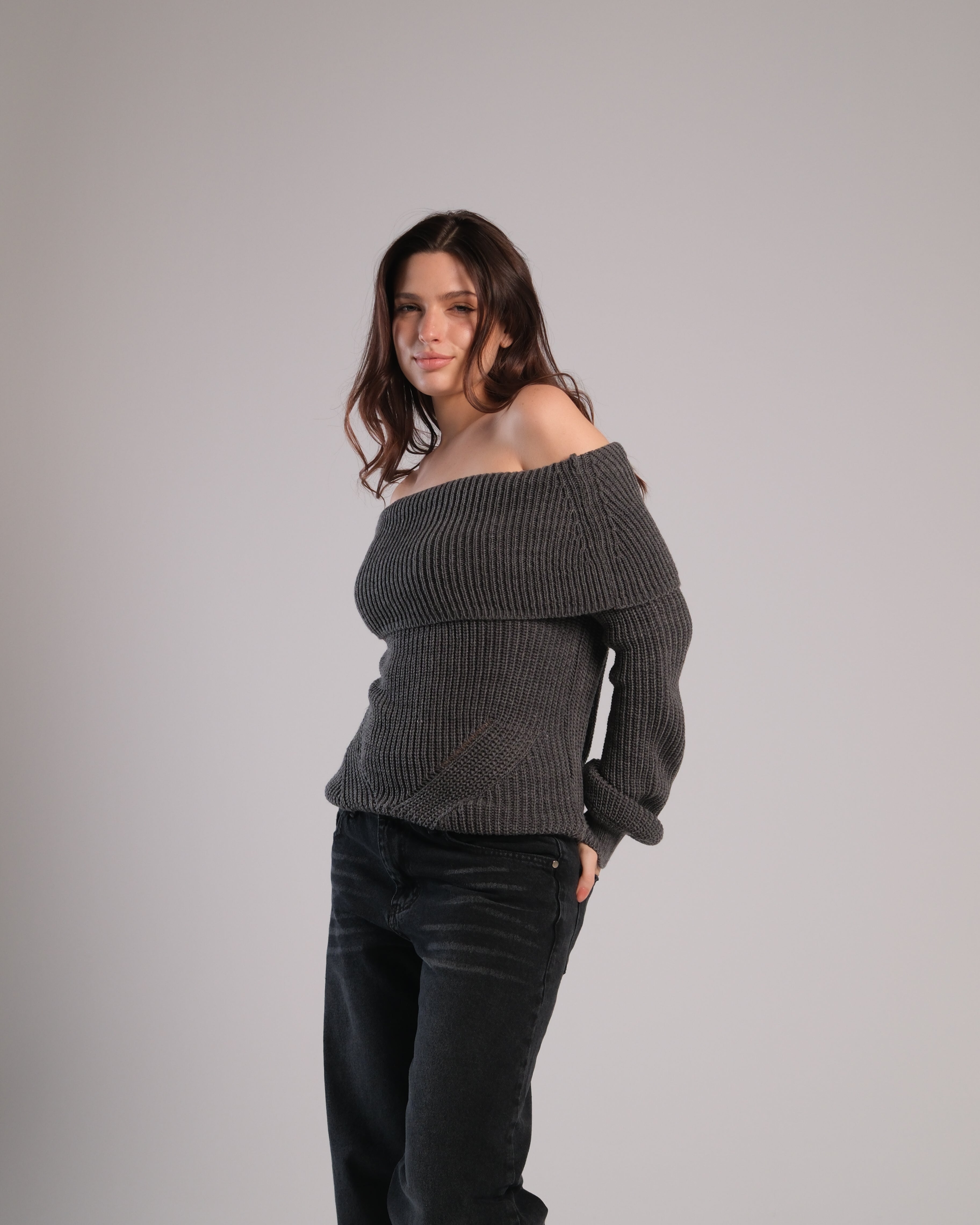 Off Shoulder Knit Sweater