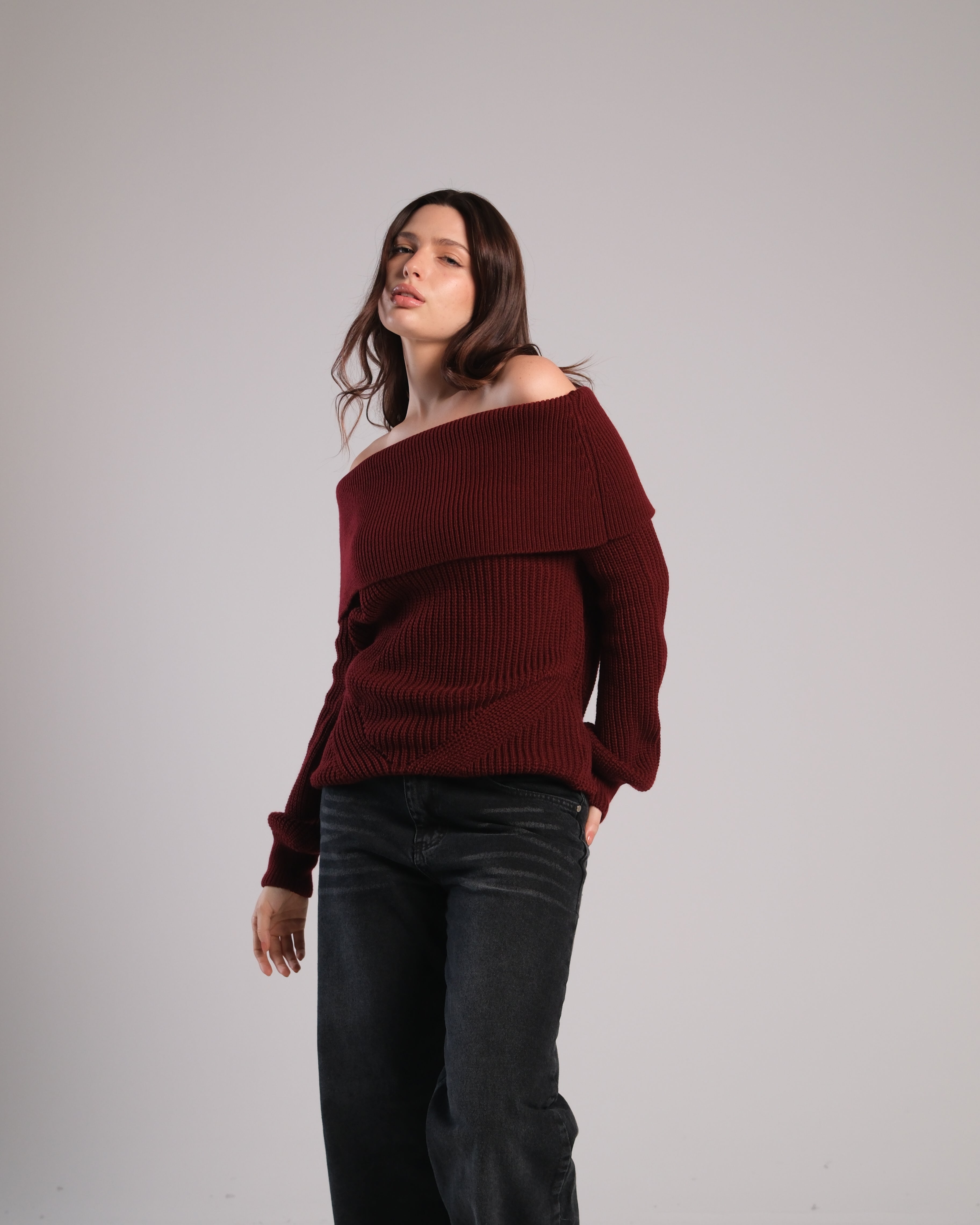 Off Shoulder Knit Sweater