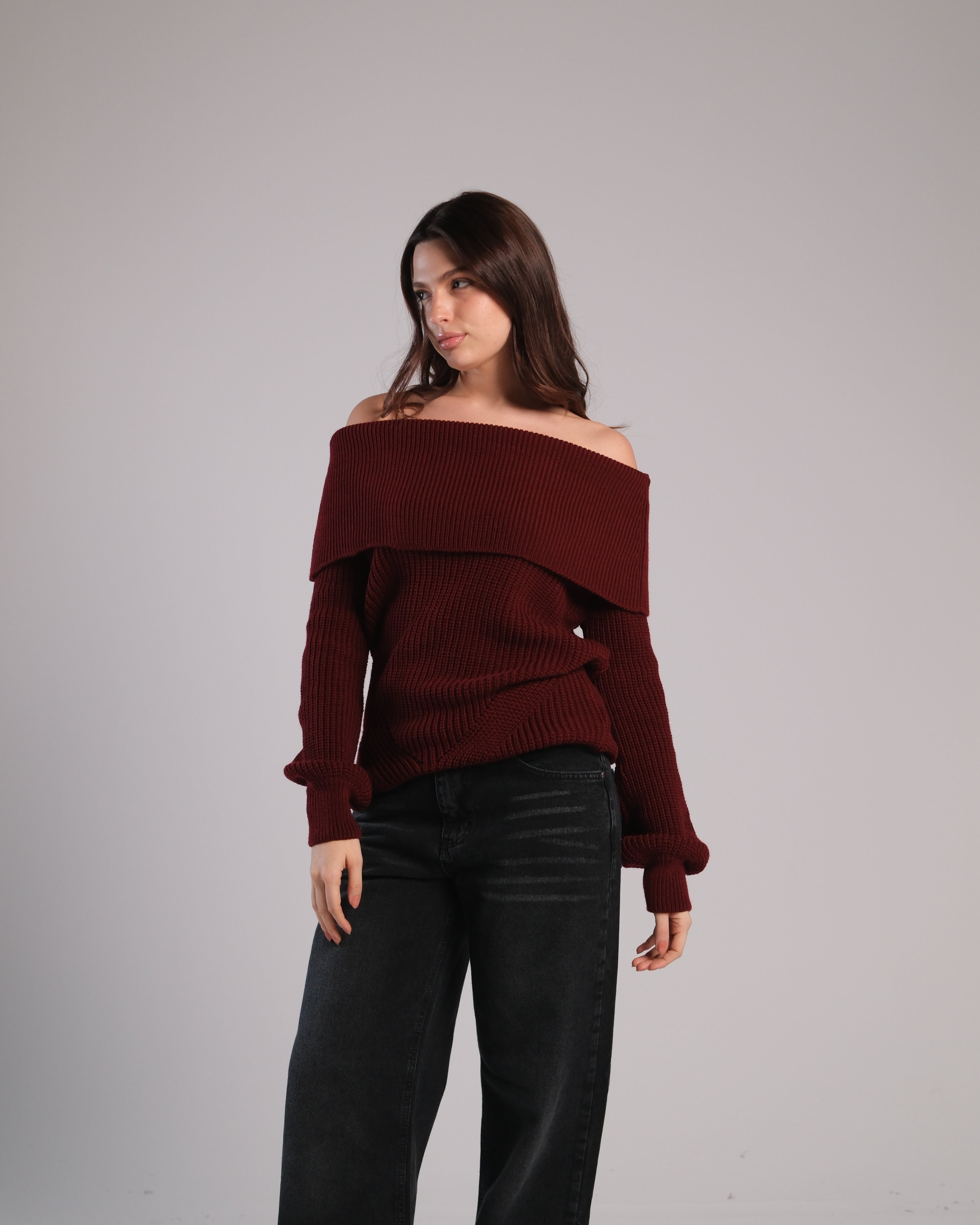 Off Shoulder Knit Sweater