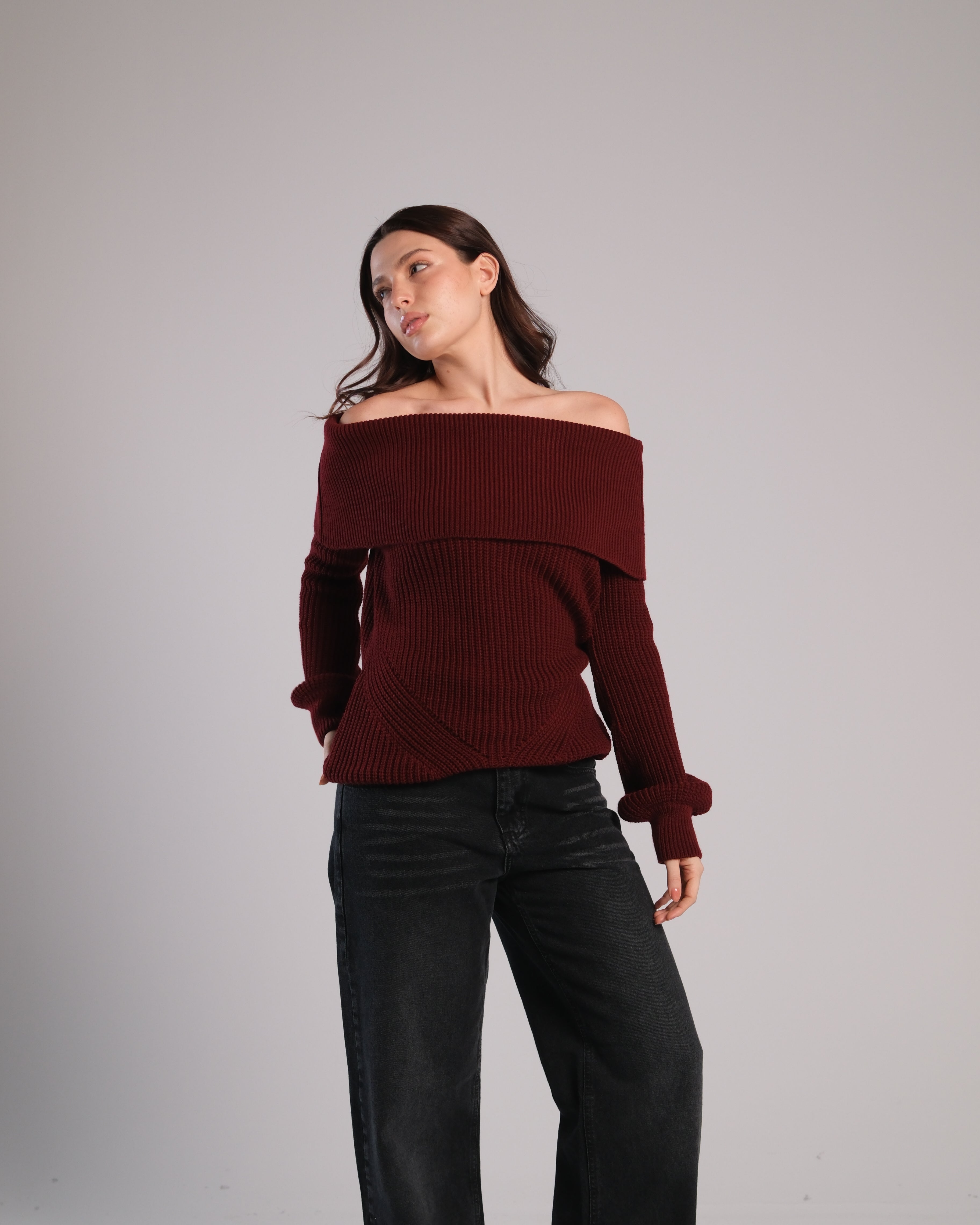 Off Shoulder Knit Sweater