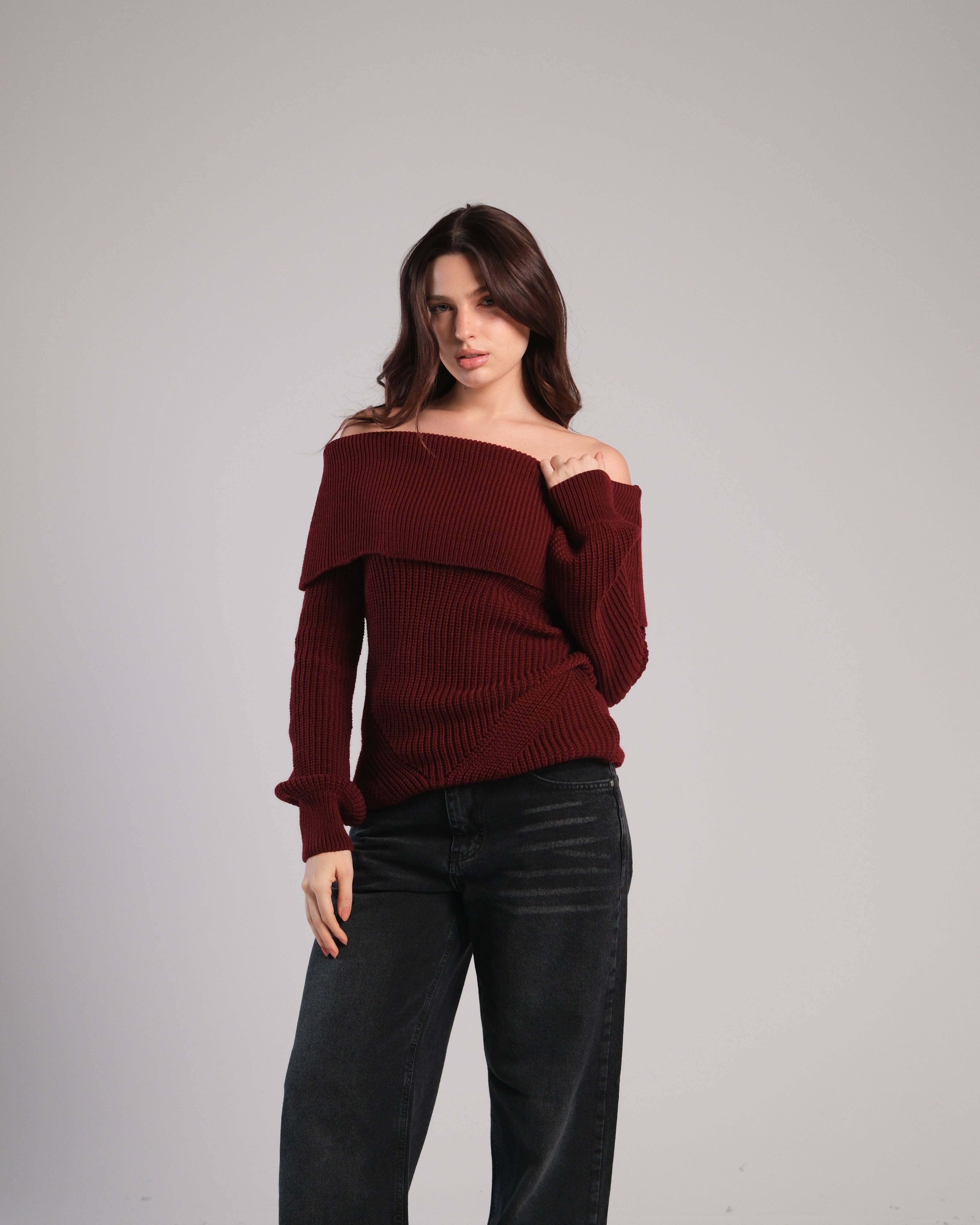 Off Shoulder Knit Sweater
