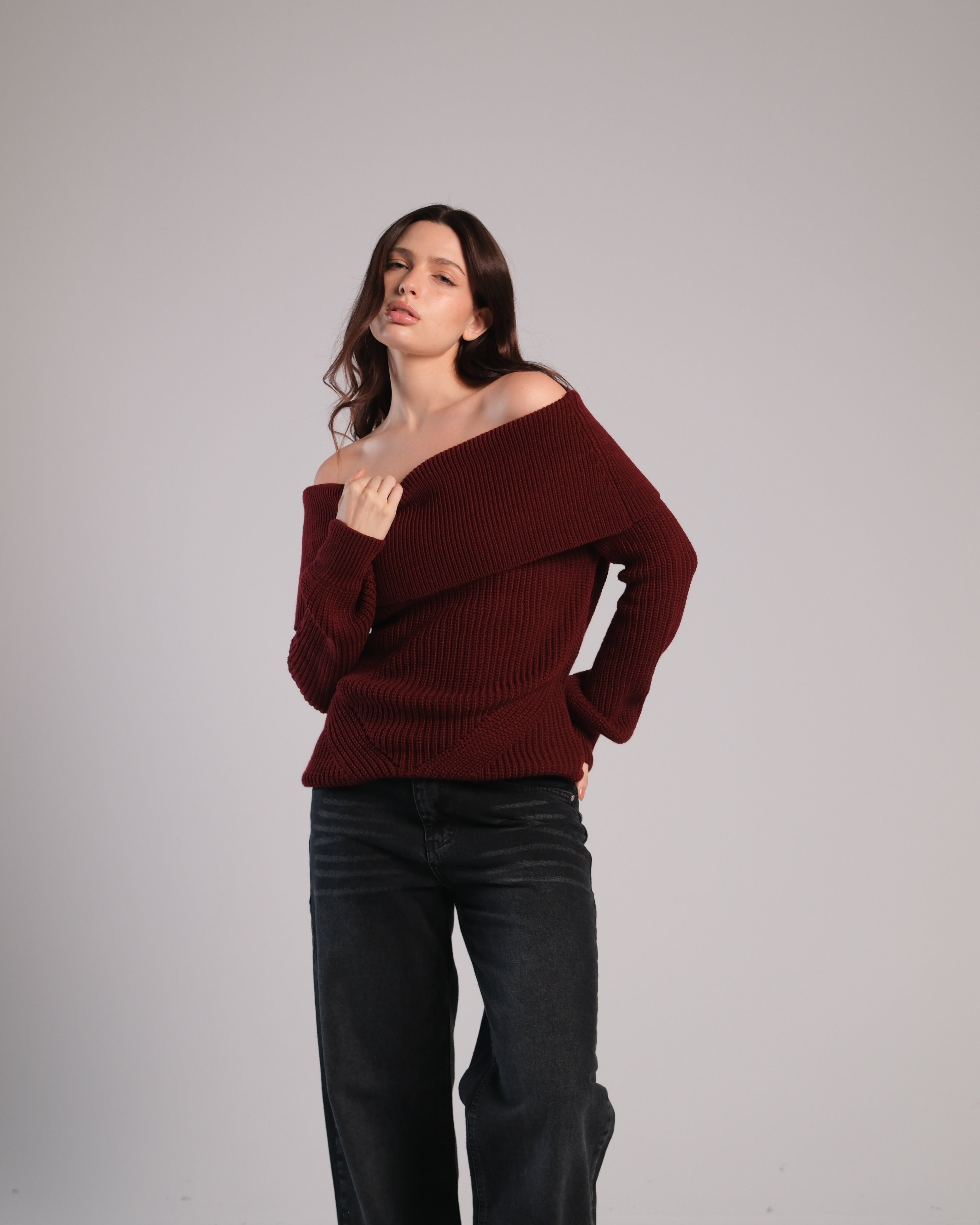 Off Shoulder Knit Sweater