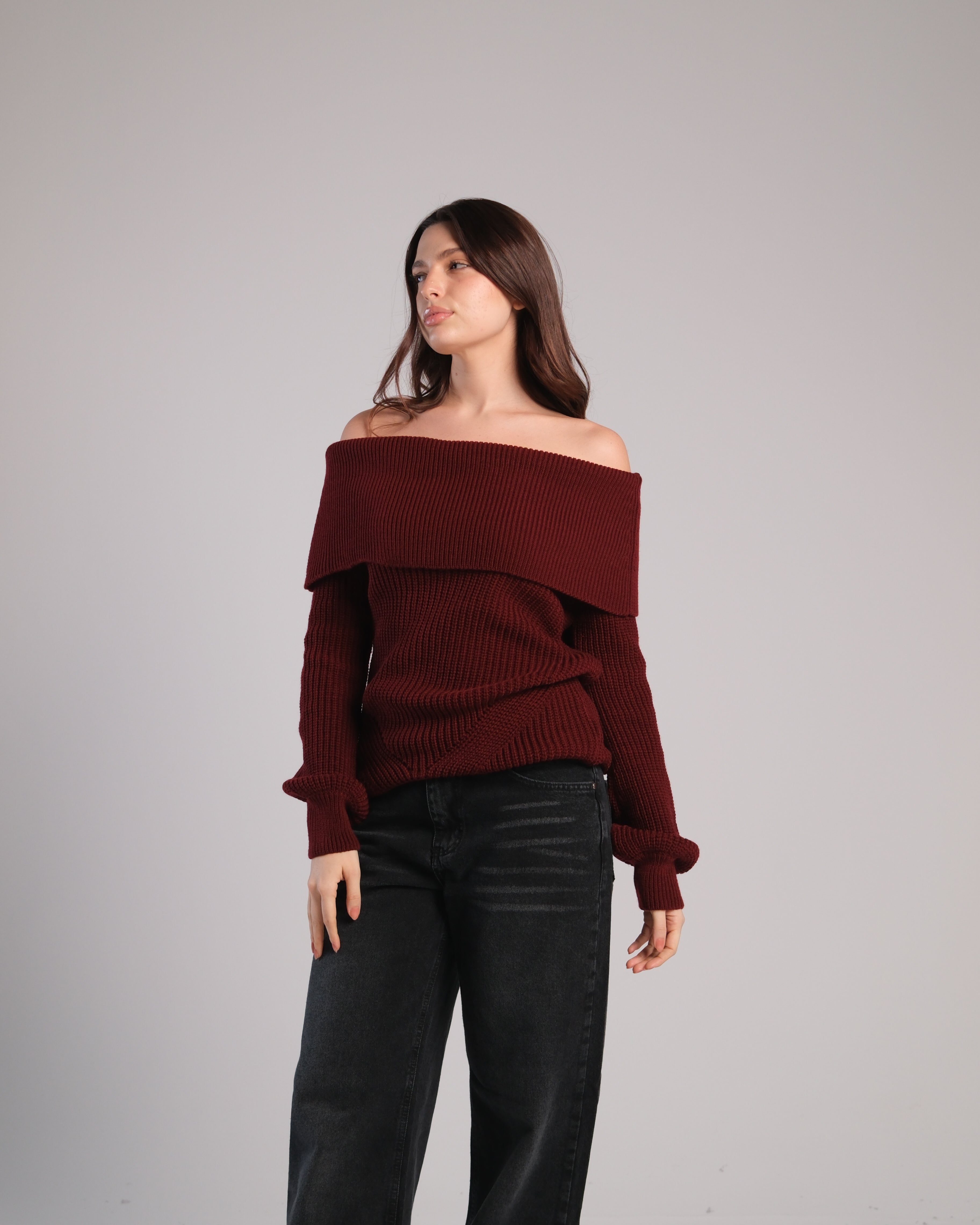 Off Shoulder Knit Sweater