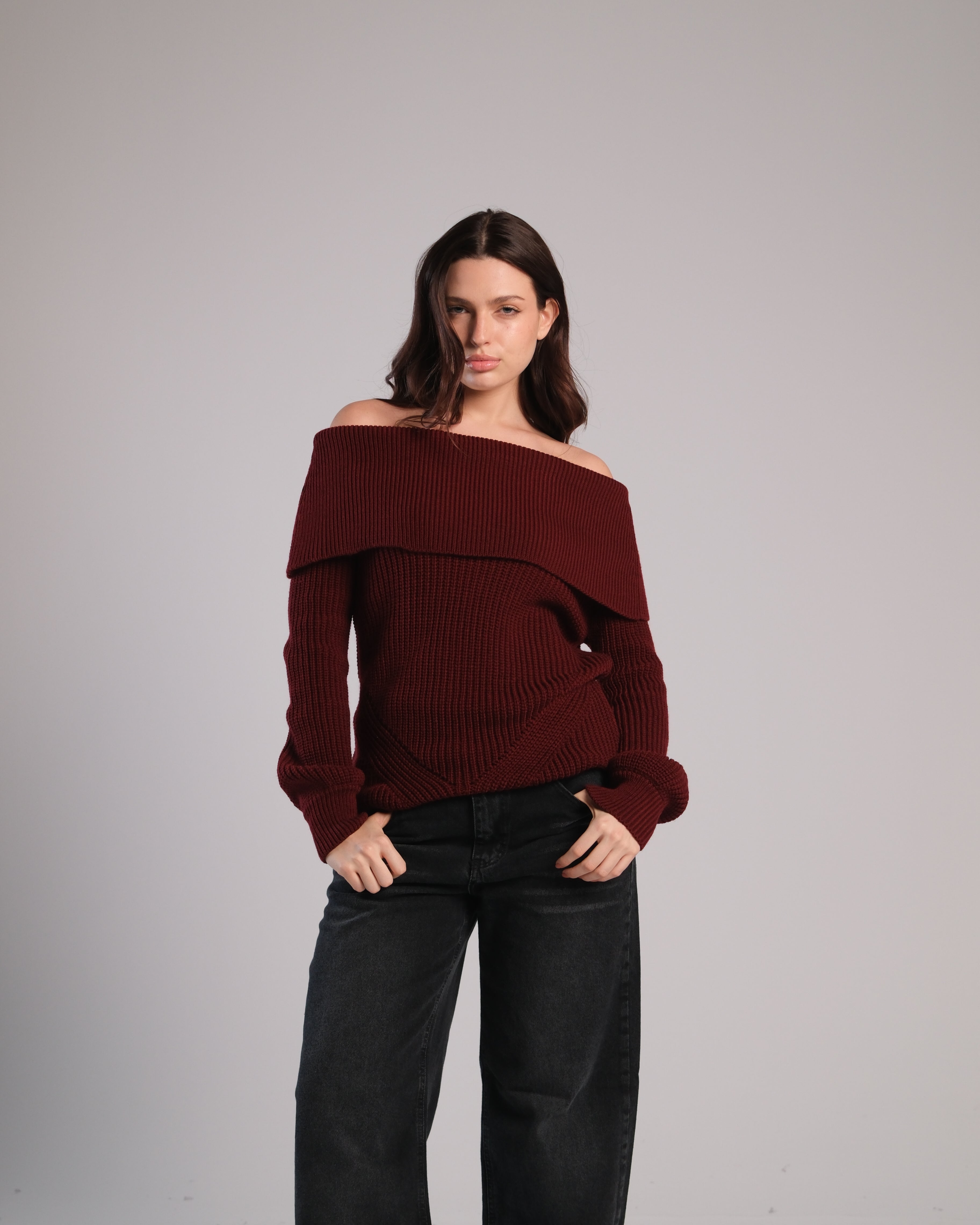Off Shoulder Knit Sweater
