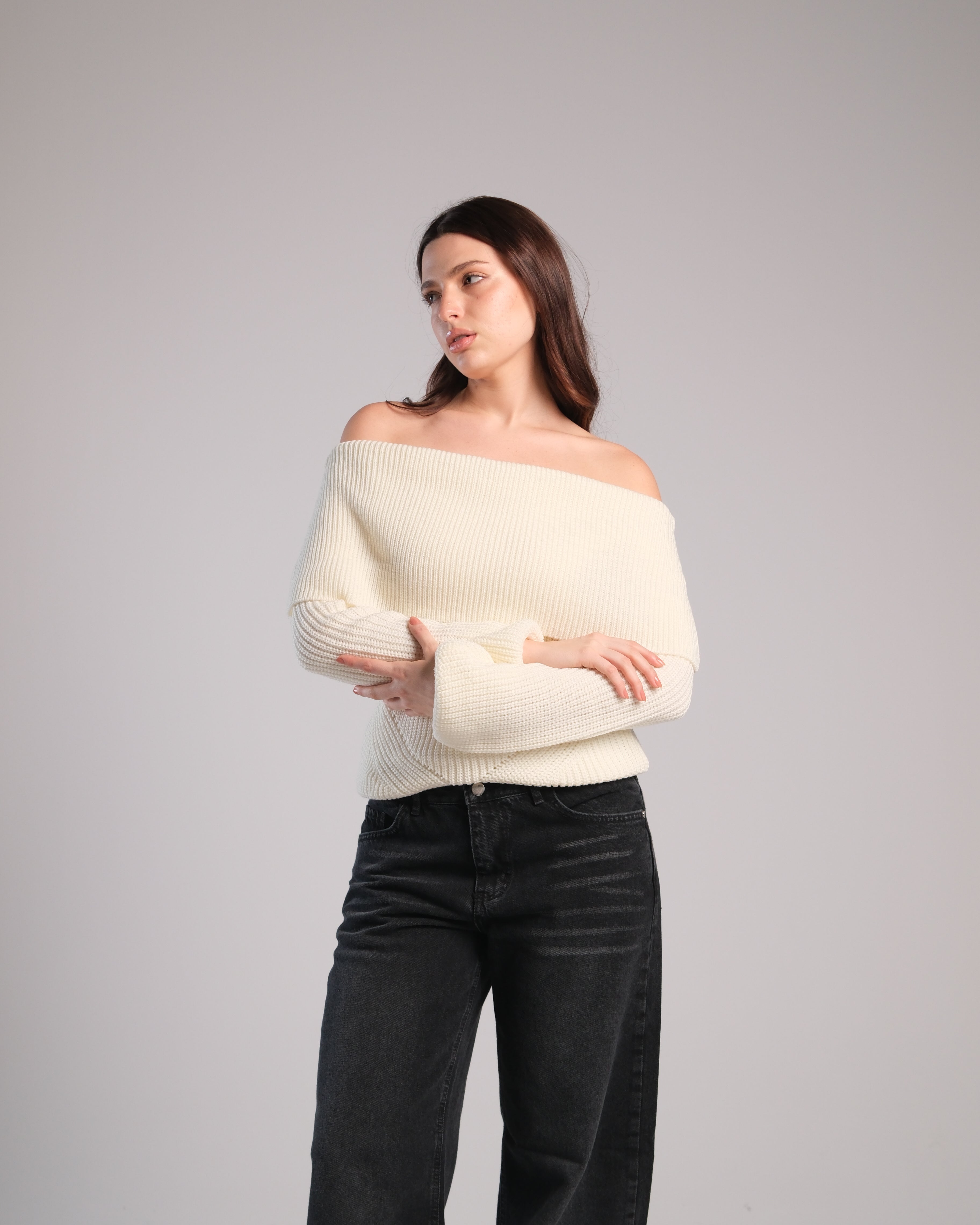 Off Shoulder Knit Sweater